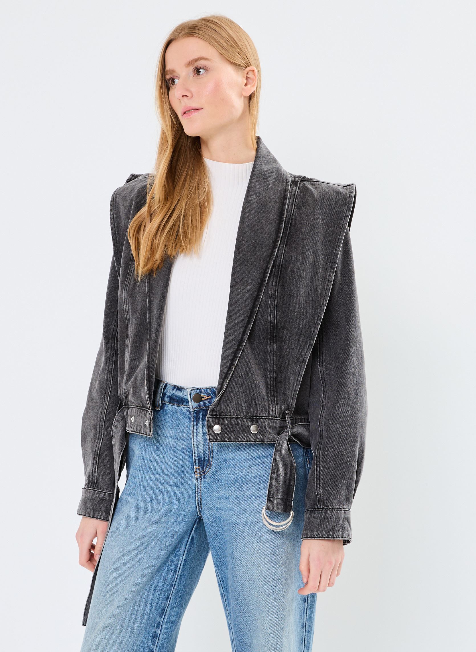 Vestes en jean VIMORA LS SHORT DENIM JACKET/ROU femme noir Vila Vestes en jean VIMORA LS SHORT DENIM JACKET/ROU femme noir Meteorite