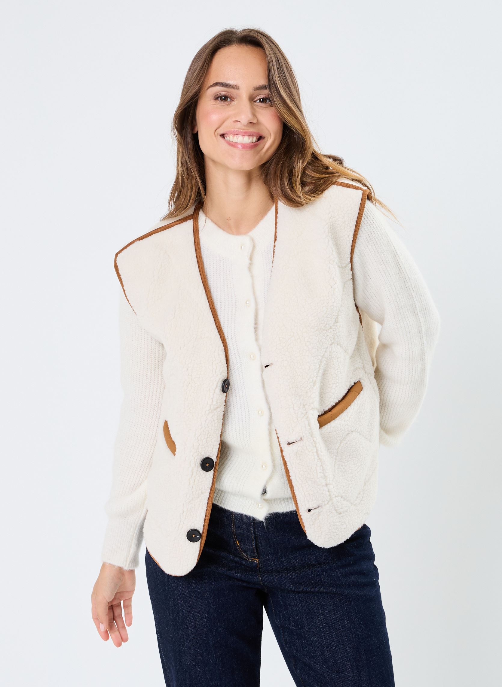 Westen VIRETEDDY SL REV. VEST/C30 damen braun Vila Westen VIRETEDDY SL REV. VEST/C30 damen braun BIRCH