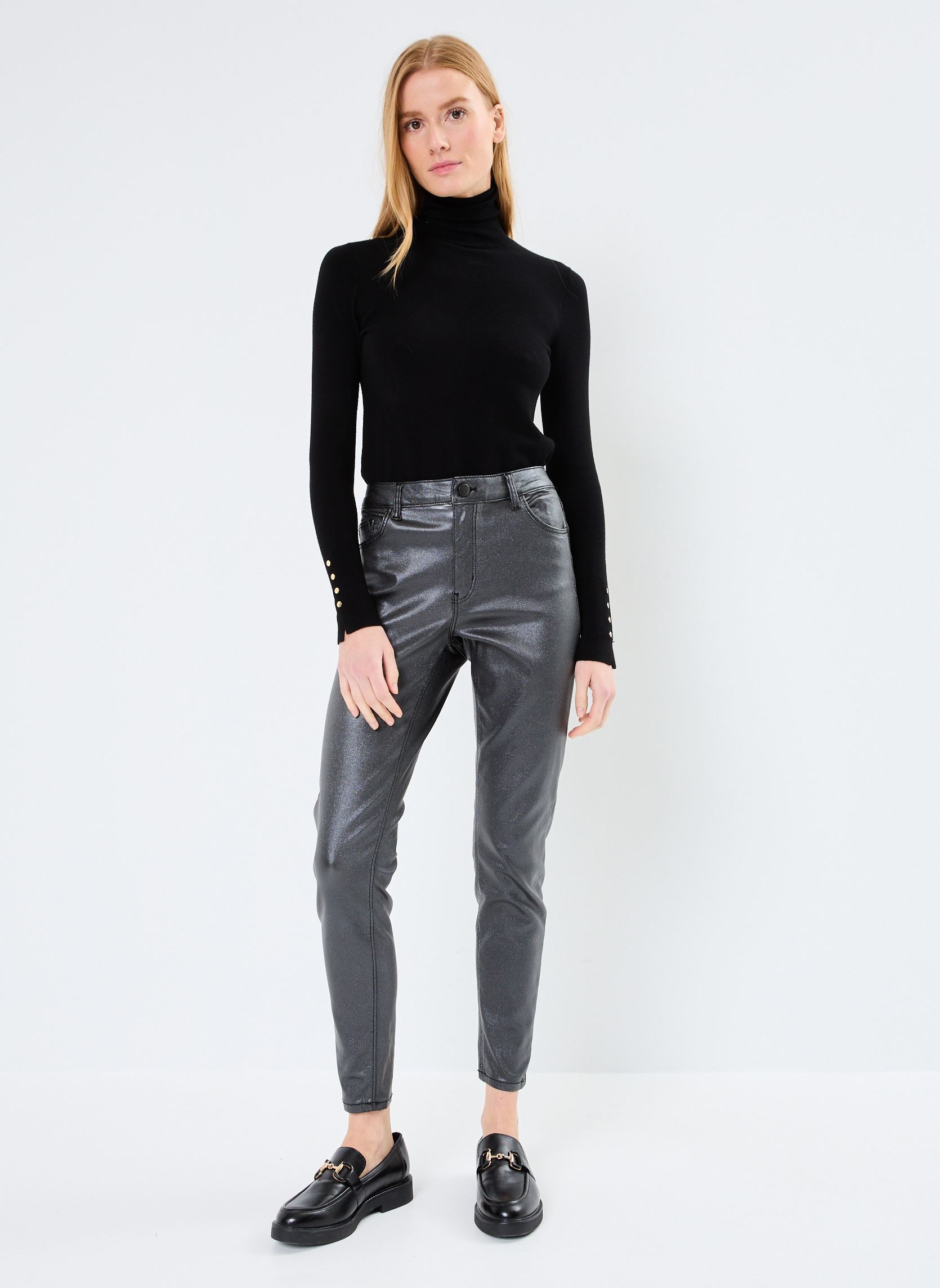 Jeans slim et skinny VISARAH RW GLITTER COATED JEANS BLKR femme noir Vila Jeans slim et skinny VISARAH RW GLITTER COATED JEANS BLKR femme noir Black Denim