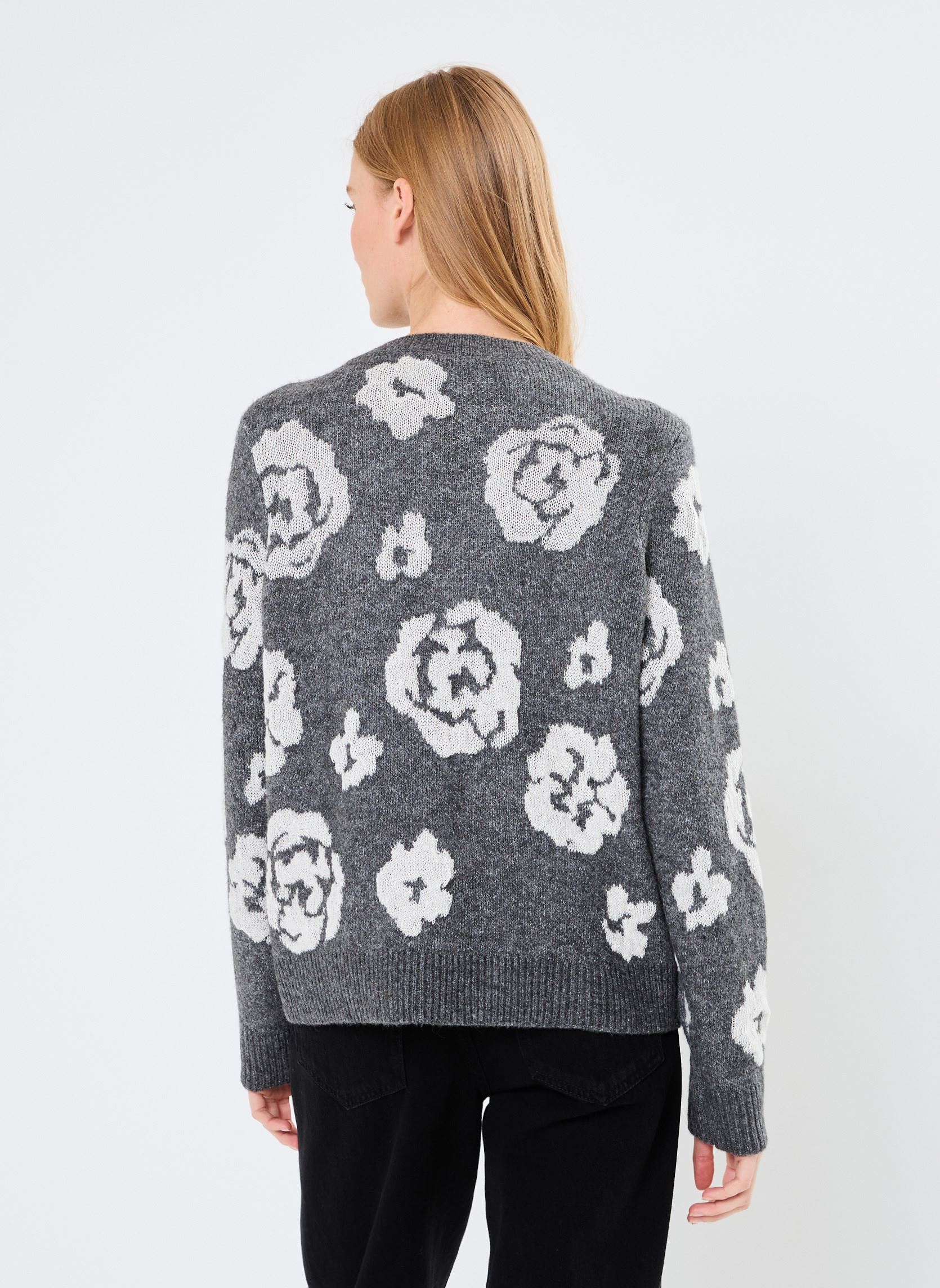 Pulls VISIYA O-NECK L/S JAQUARD KNIT TOP femme gris Vila Pulls VISIYA O-NECK L/S JAQUARD KNIT TOP femme gris Medium Grey Melange