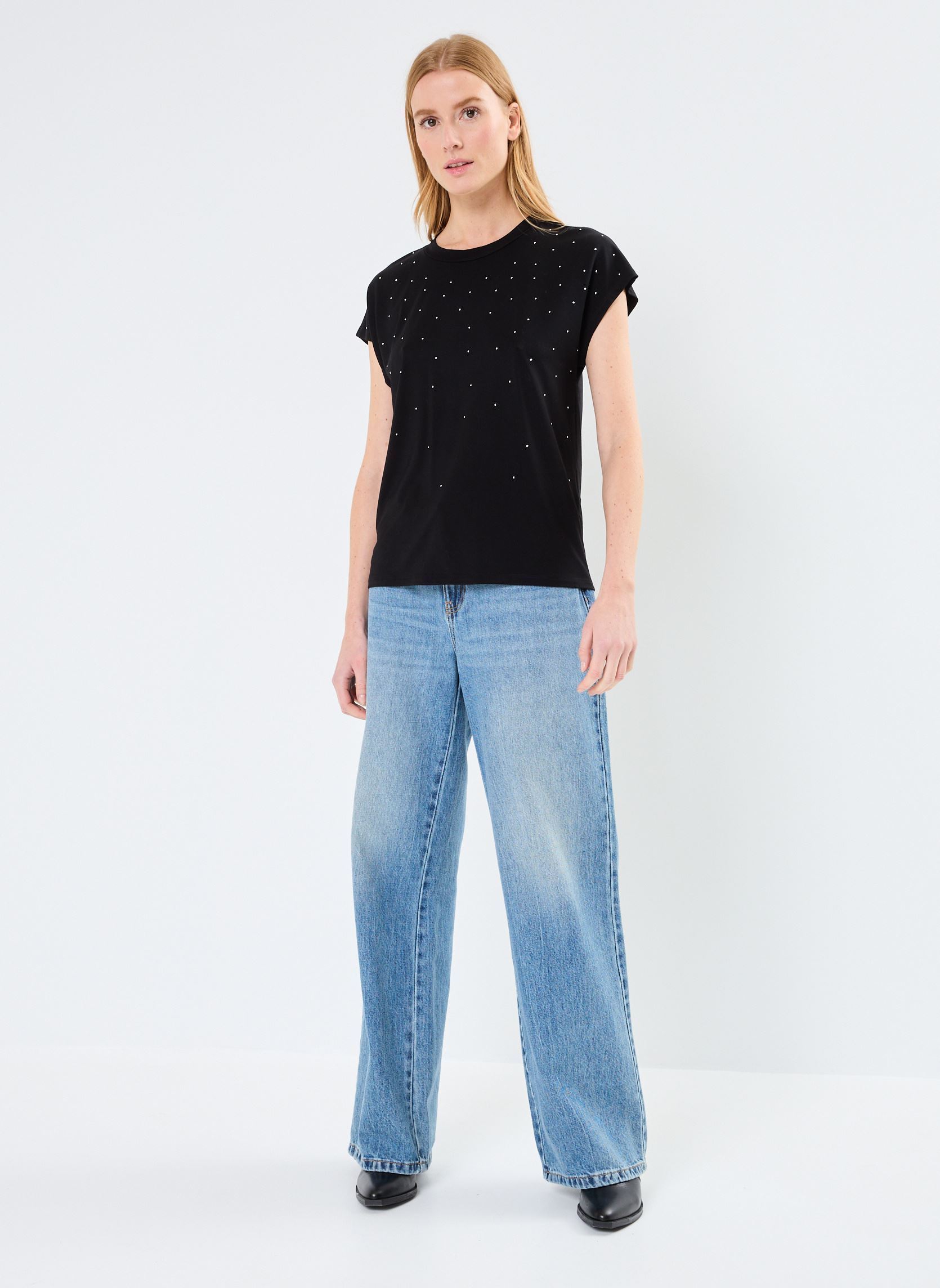 Kurzarm-T-Shirts VIVOVLAN S/S T-SHIRT damen schwarz Vila Kurzarm-T-Shirts VIVOVLAN S/S T-SHIRT damen schwarz BLACK BEAUTY