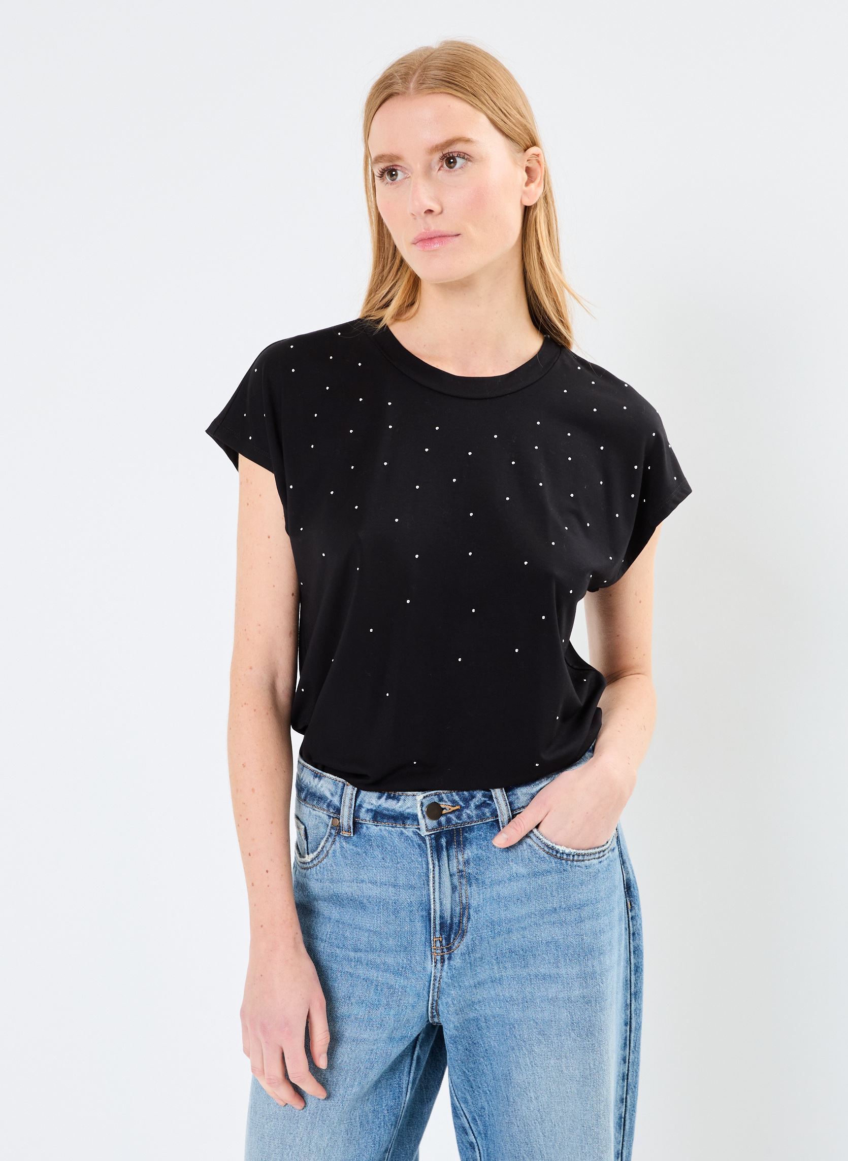 Kurzarm-T-Shirts VIVOVLAN S/S T-SHIRT damen schwarz Vila Kurzarm-T-Shirts VIVOVLAN S/S T-SHIRT damen schwarz BLACK BEAUTY