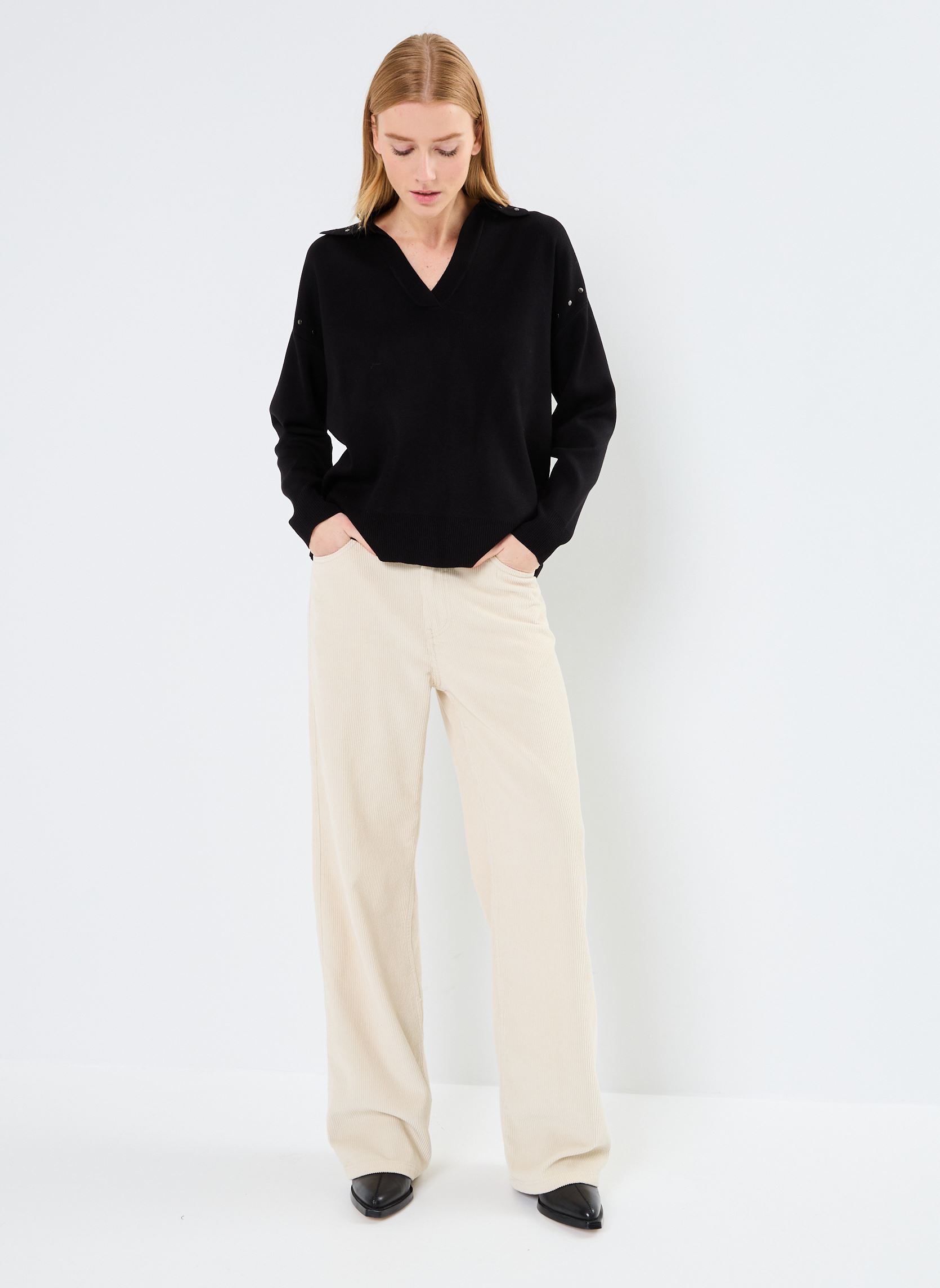 Pullover VIZER L/S DETAIL KNIT TOP/R damen schwarz Vila Pullover VIZER L/S DETAIL KNIT TOP/R damen schwarz BLACK BEAUTY