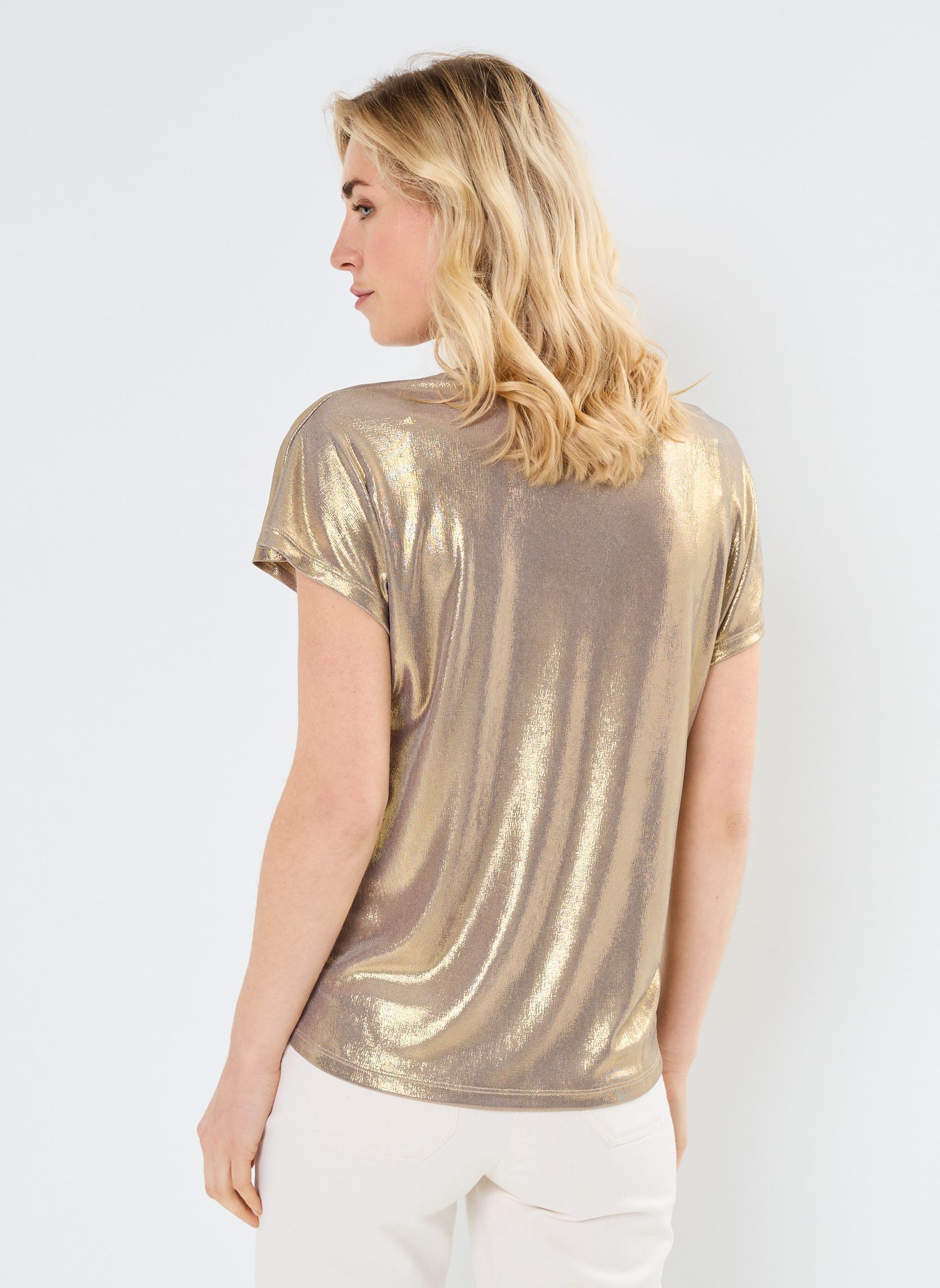 Tee-shirts manches courtes VIGALAN S/S T-SHIRT femme argent Vila Tee-shirts manches courtes VIGALAN S/S T-SHIRT femme argent Gold Colour