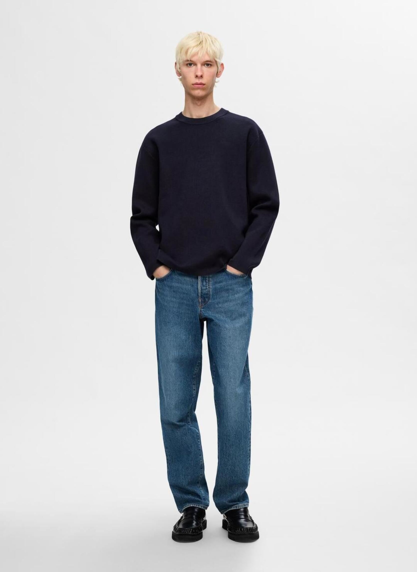 Pullover Slhmike Ls Knit Relaxed Crew Neck herren blau Selected Homme Pullover Slhmike Ls Knit Relaxed Crew Neck herren blau SKY CAPTAIN