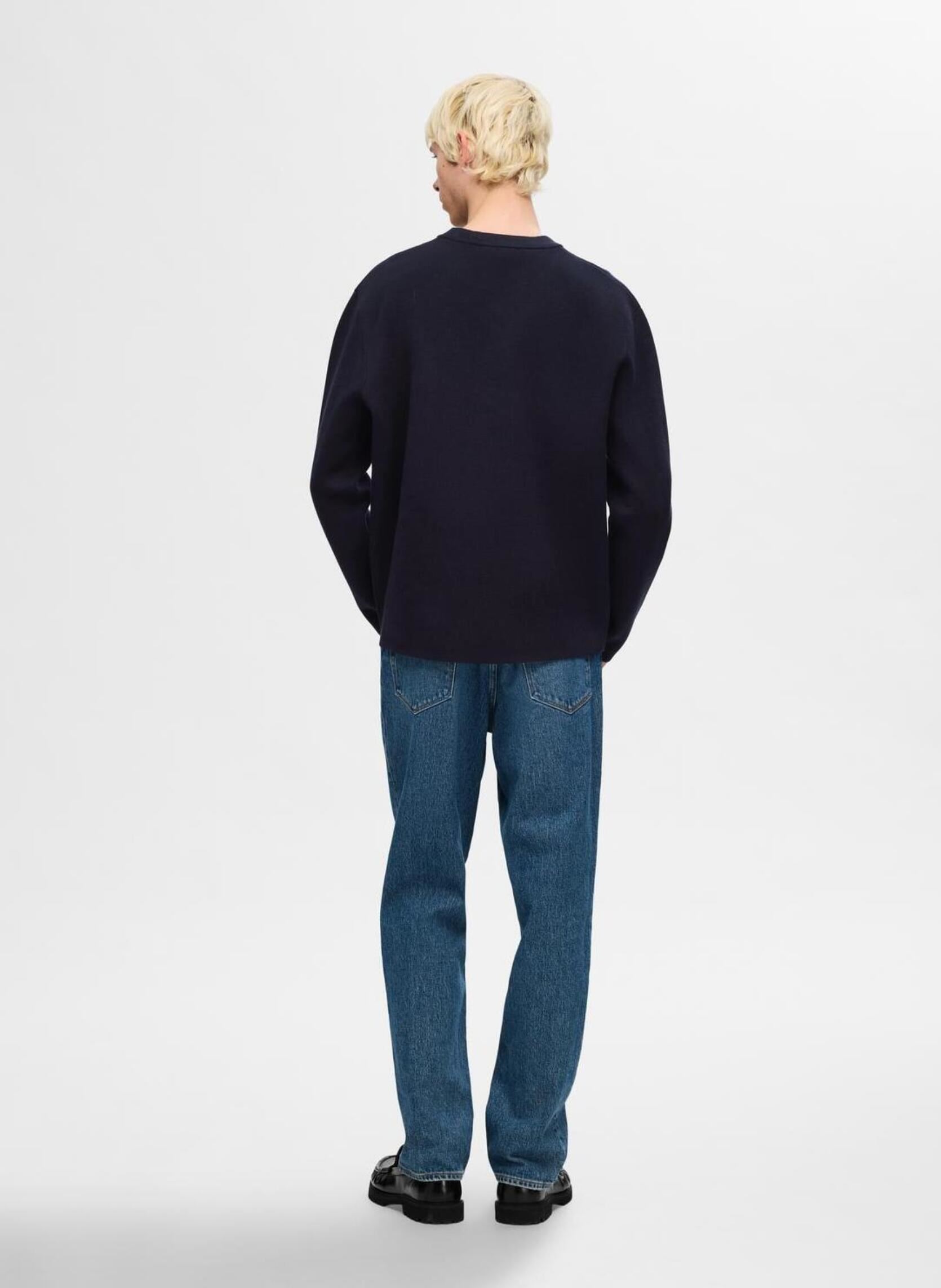 Pullover Slhmike Ls Knit Relaxed Crew Neck herren blau Selected Homme Pullover Slhmike Ls Knit Relaxed Crew Neck herren blau SKY CAPTAIN