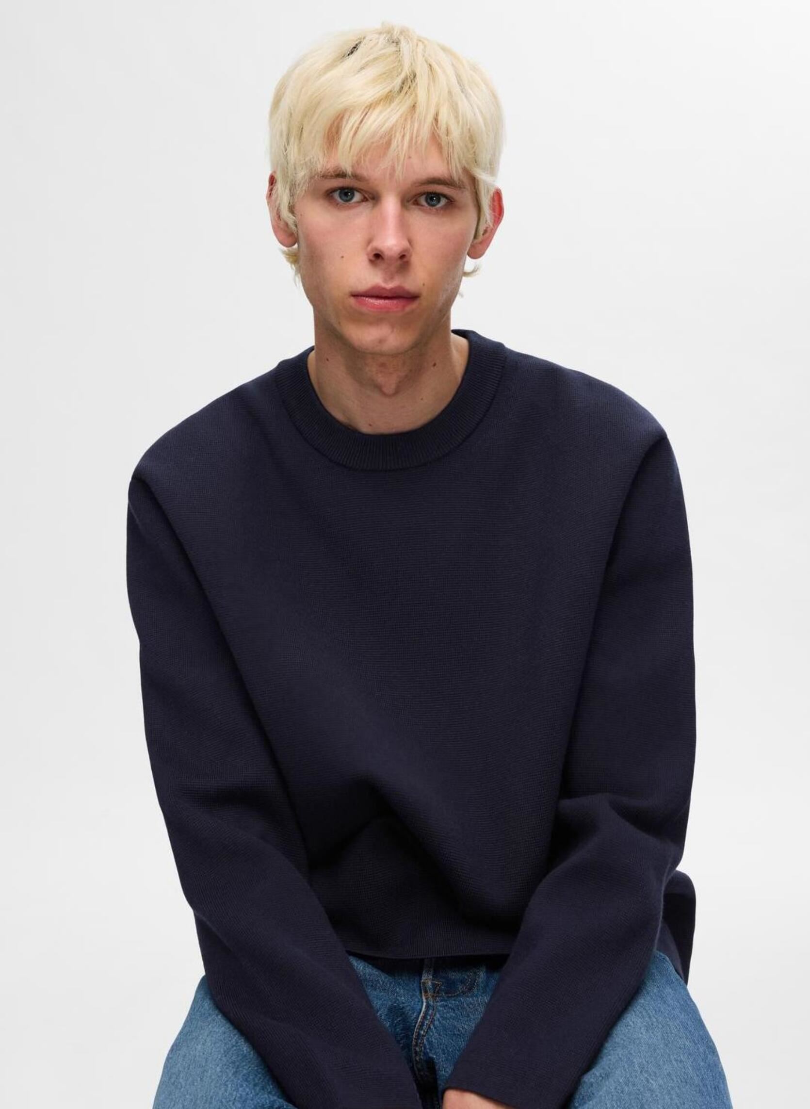 Pullover Slhmike Ls Knit Relaxed Crew Neck herren blau Selected Homme Pullover Slhmike Ls Knit Relaxed Crew Neck herren blau SKY CAPTAIN