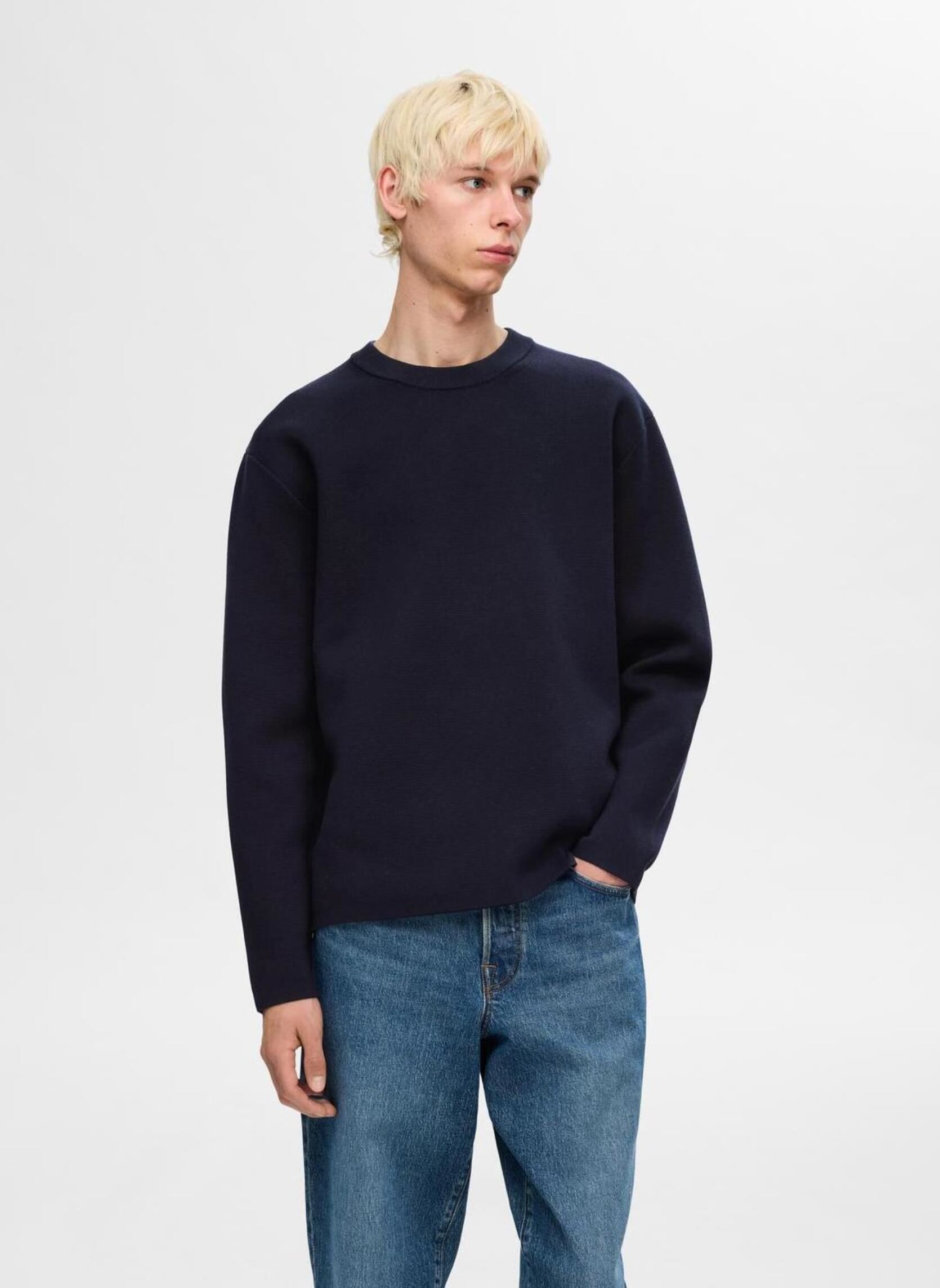 Pullover Slhmike Ls Knit Relaxed Crew Neck herren blau Selected Homme Pullover Slhmike Ls Knit Relaxed Crew Neck herren blau SKY CAPTAIN