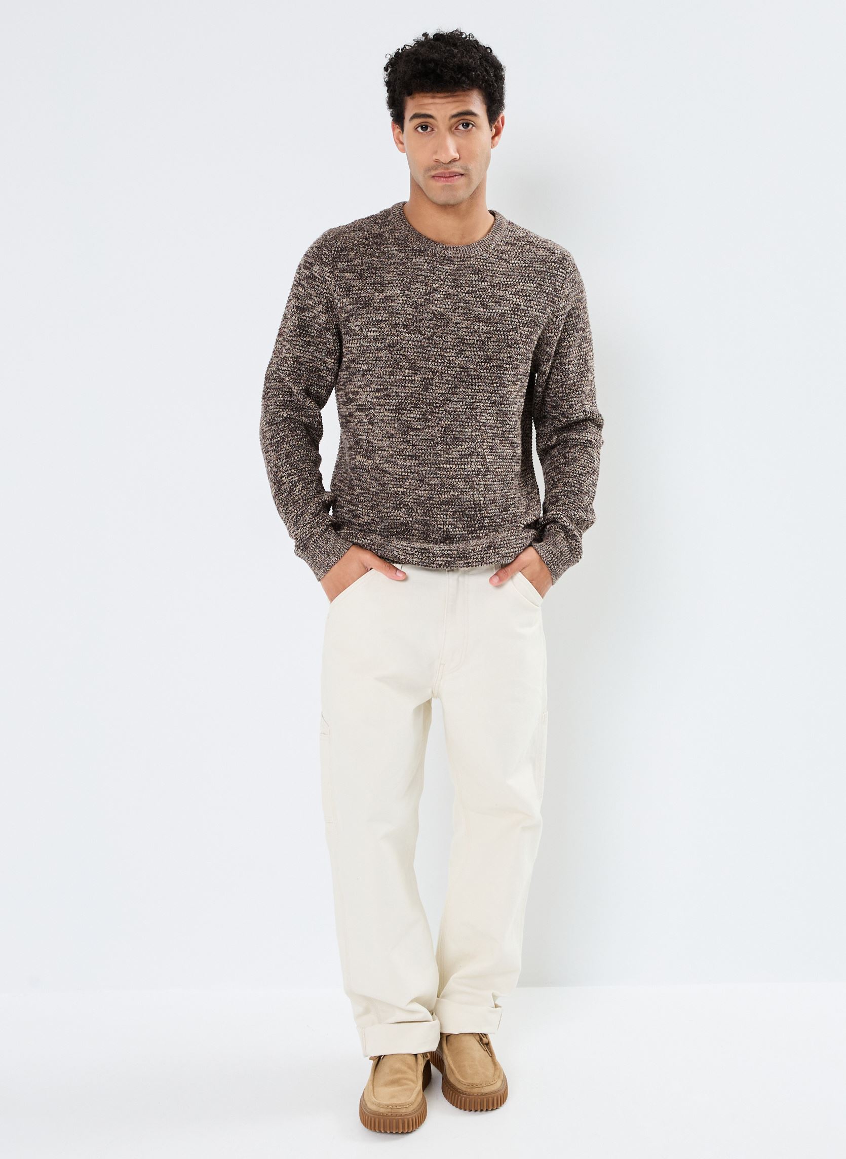 Pulls Slhvince ls Knit Bubble Crew Neck Noos homme marron Selected Homme Pulls Slhvince ls Knit Bubble Crew Neck Noos homme marron CHOCOLATE TORTE