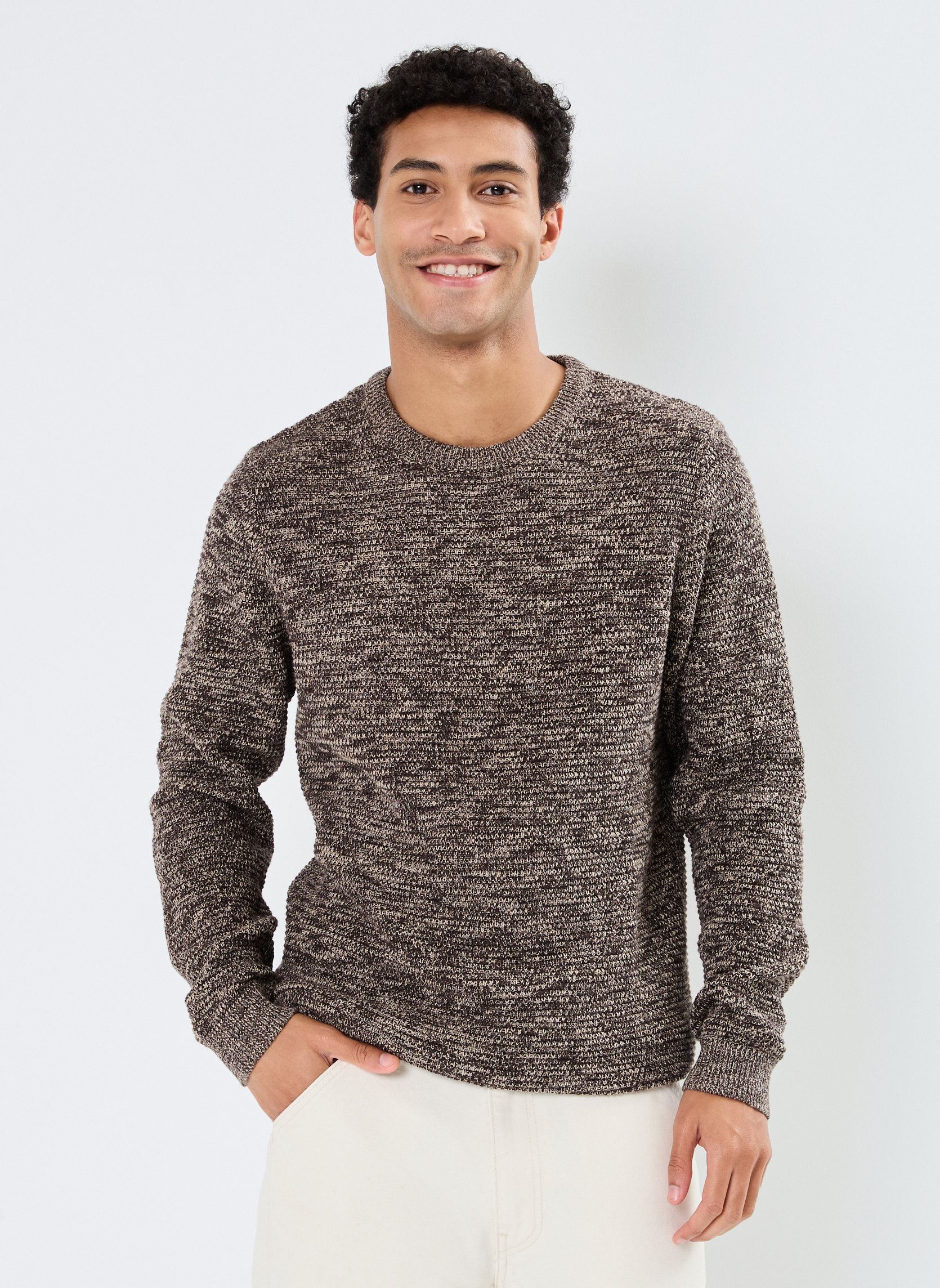 Pulls Slhvince ls Knit Bubble Crew Neck Noos homme marron Selected Homme Pulls Slhvince ls Knit Bubble Crew Neck Noos homme marron CHOCOLATE TORTE