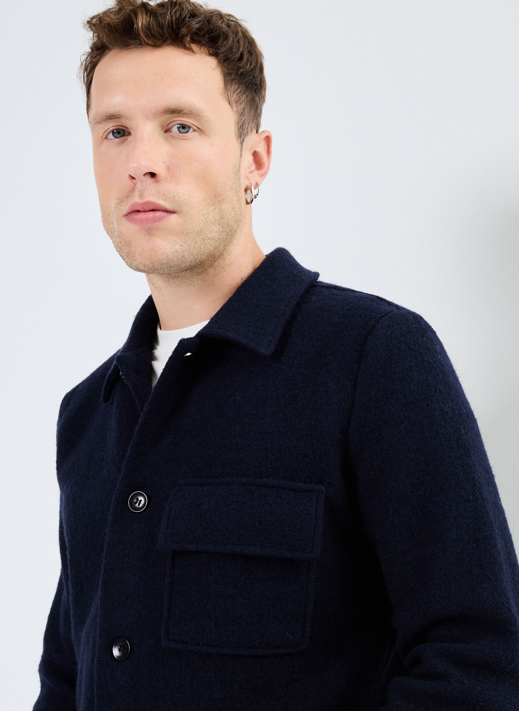 Donkerblauwe SELECTED MEN Overshirt SLHNEALY LS KNIT SHIRT JACKET