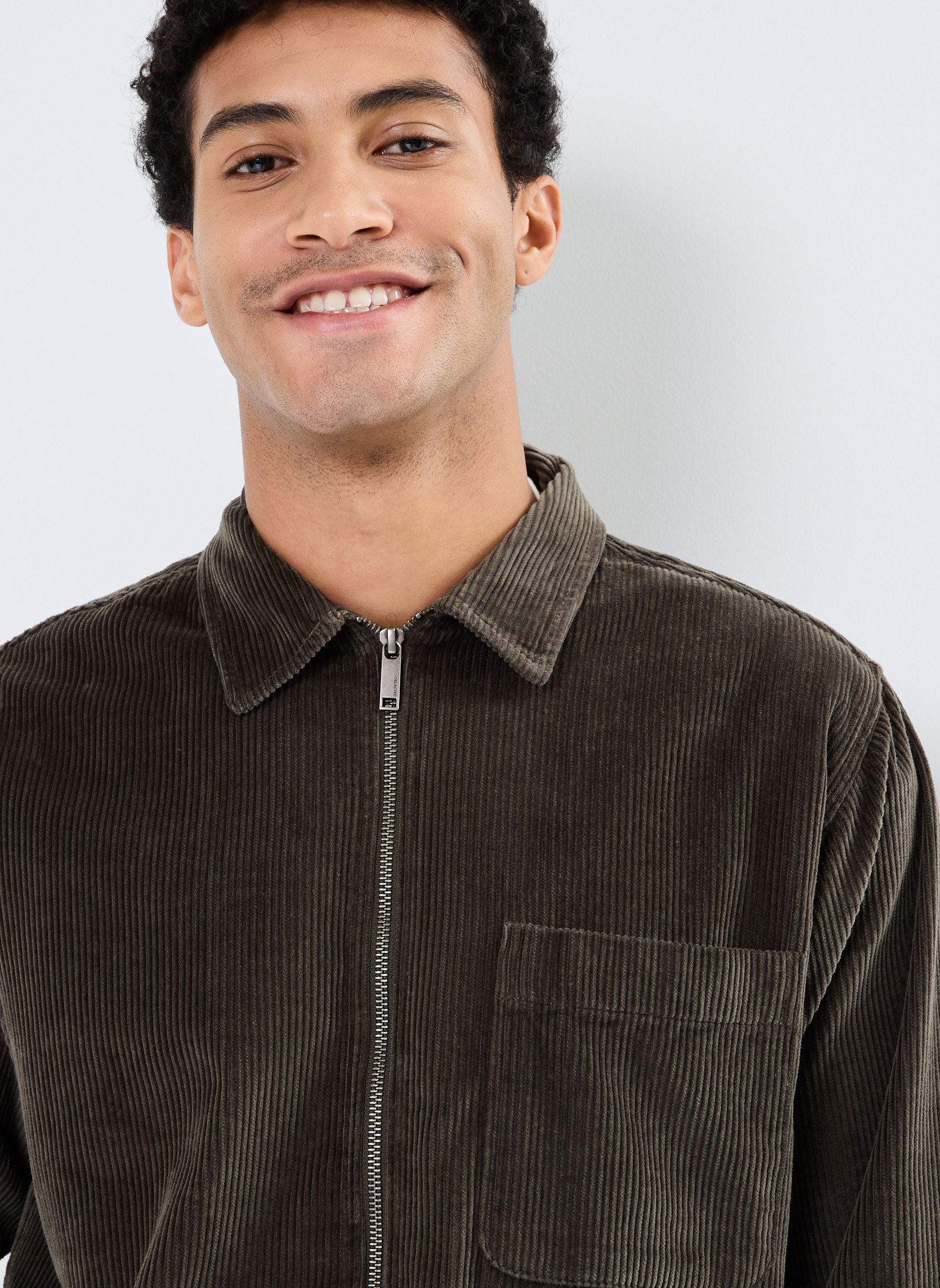 Vestes Slh-Jake Cord Overshirt Ls Zip homme vert Selected Homme Vestes Slh-Jake Cord Overshirt Ls Zip homme vert FOREST NIGHT