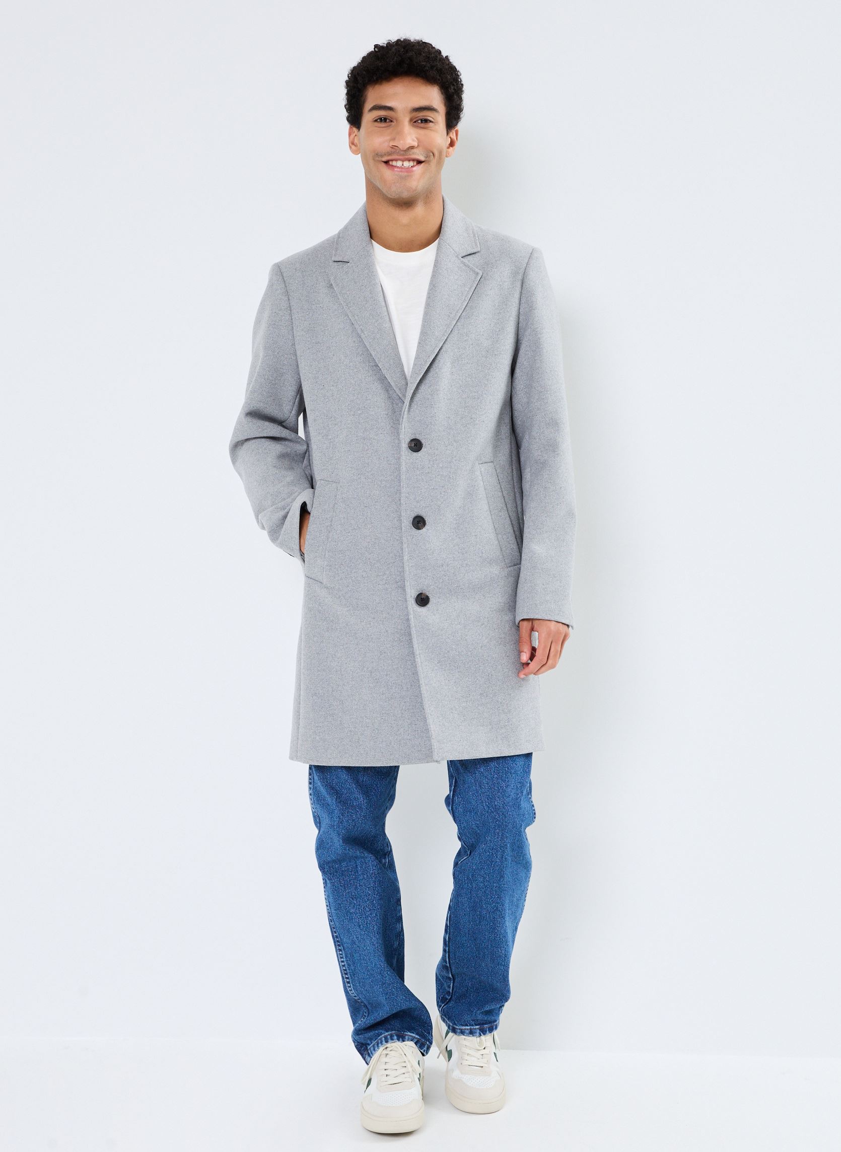 Manteaux classiques JJEHARRISON WOOL COAT SN homme gris Jack & Jones Manteaux classiques JJEHARRISON WOOL COAT SN homme gris LIGHT GREY MELANGE
