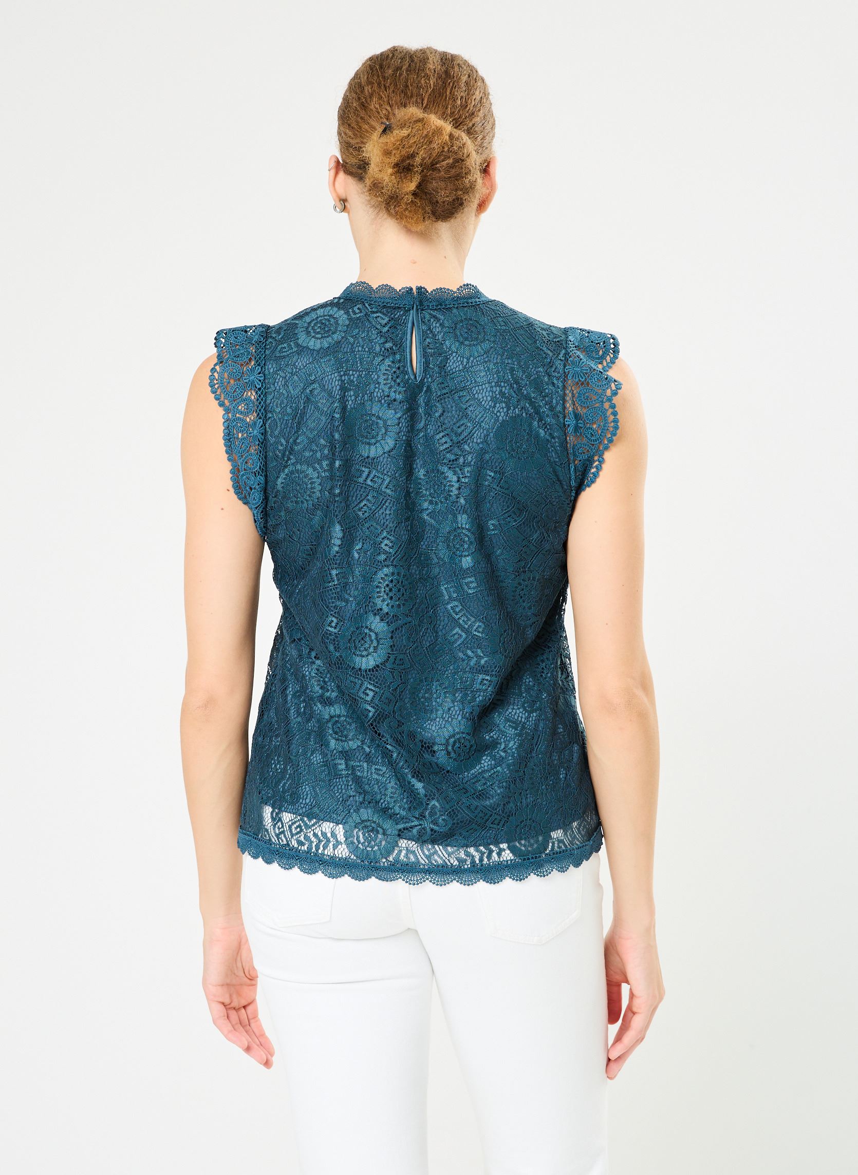Tops Pcolline Sl Lace Top Noos femme vert Pieces Tops Pcolline Sl Lace Top Noos femme vert Reflecting Pond