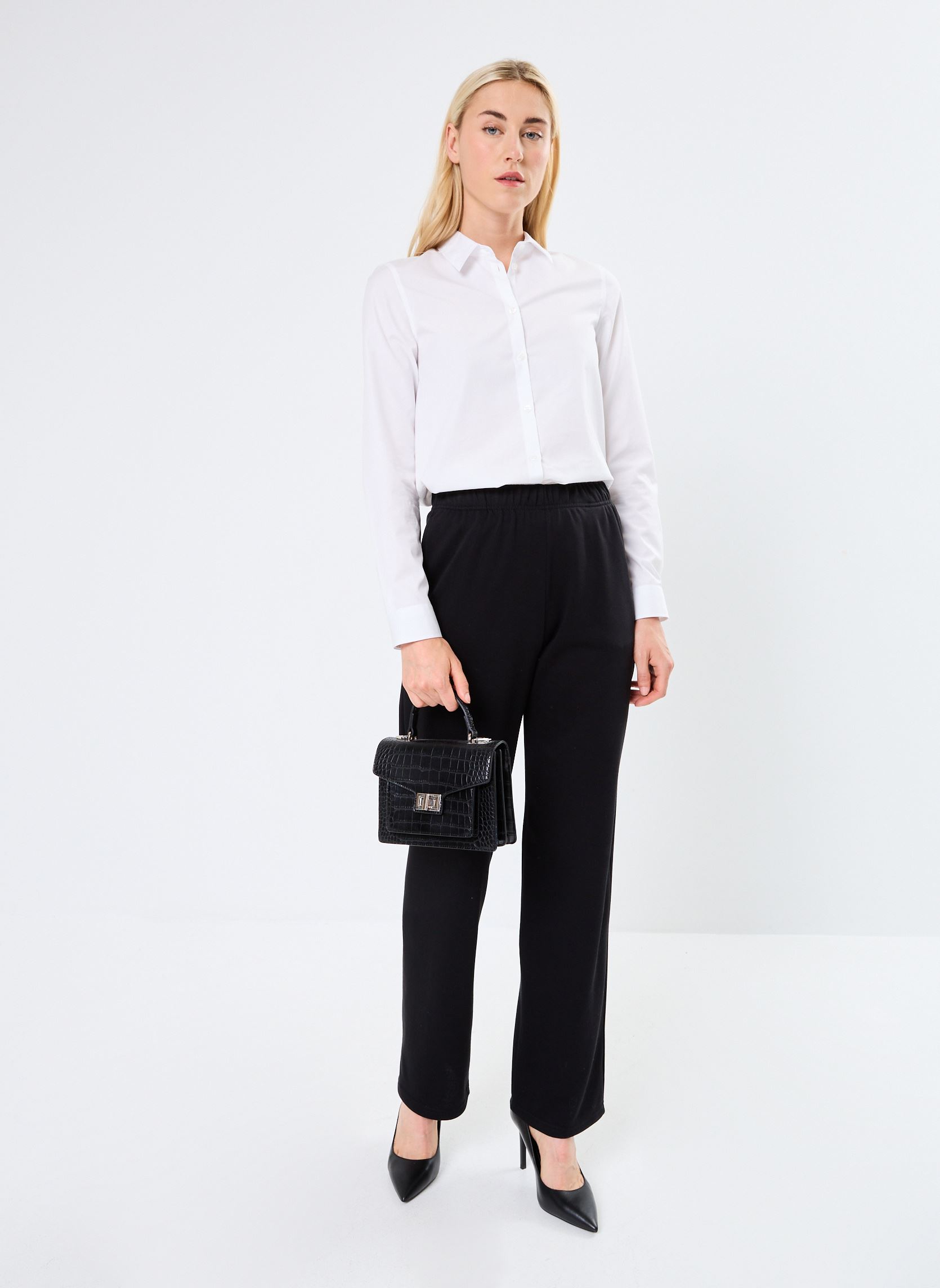 Trainingsbroeken Pcchilli Summer Hw Wide Pants Noos Bc dames zwart Pieces Trainingsbroeken Pcchilli Summer Hw Wide Pants Noos Bc dames zwart BLACK