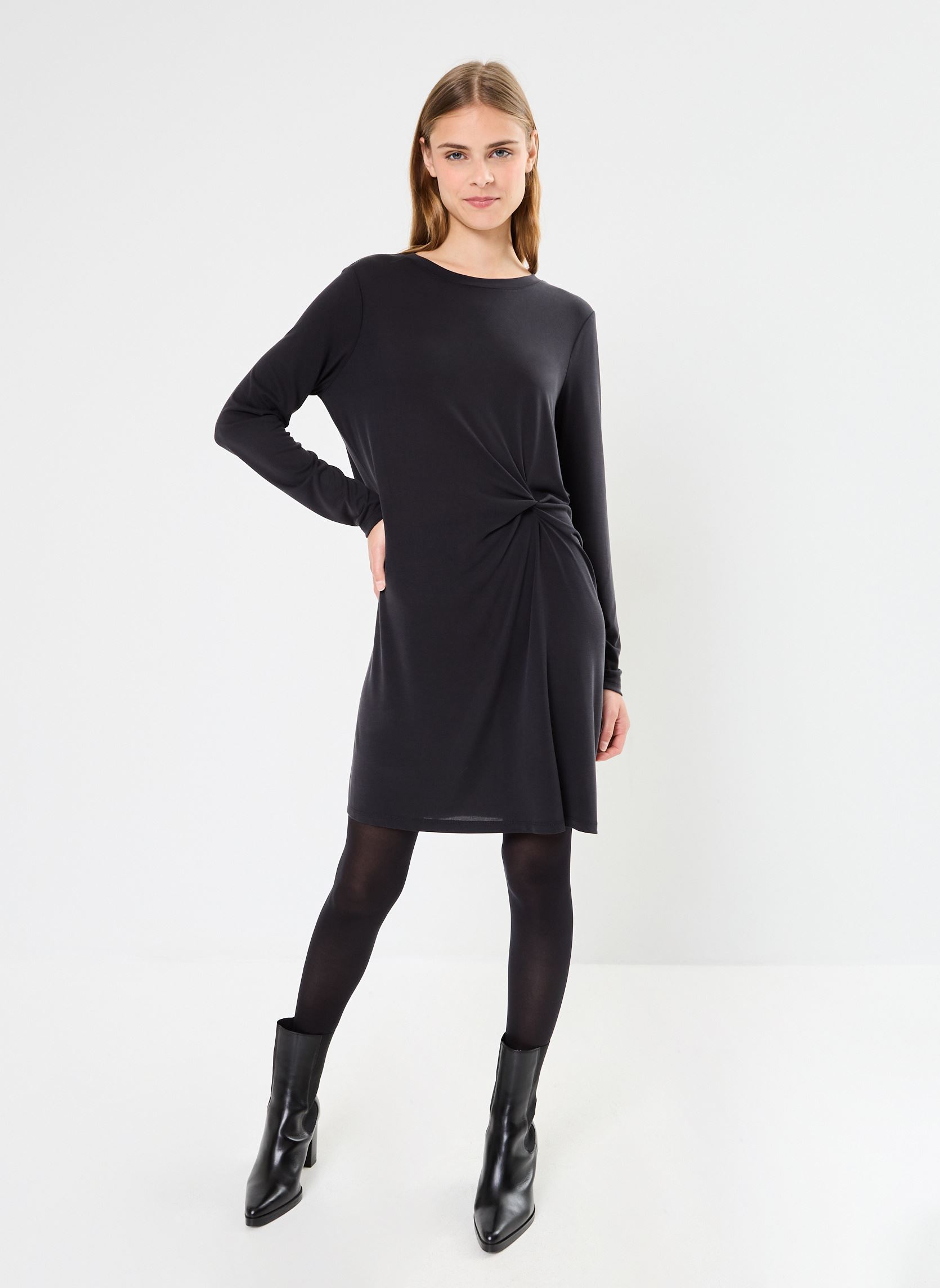 Kleider Pcanora Ls Knot Dress Bc damen schwarz Pieces Kleider Pcanora Ls Knot Dress Bc damen schwarz Black