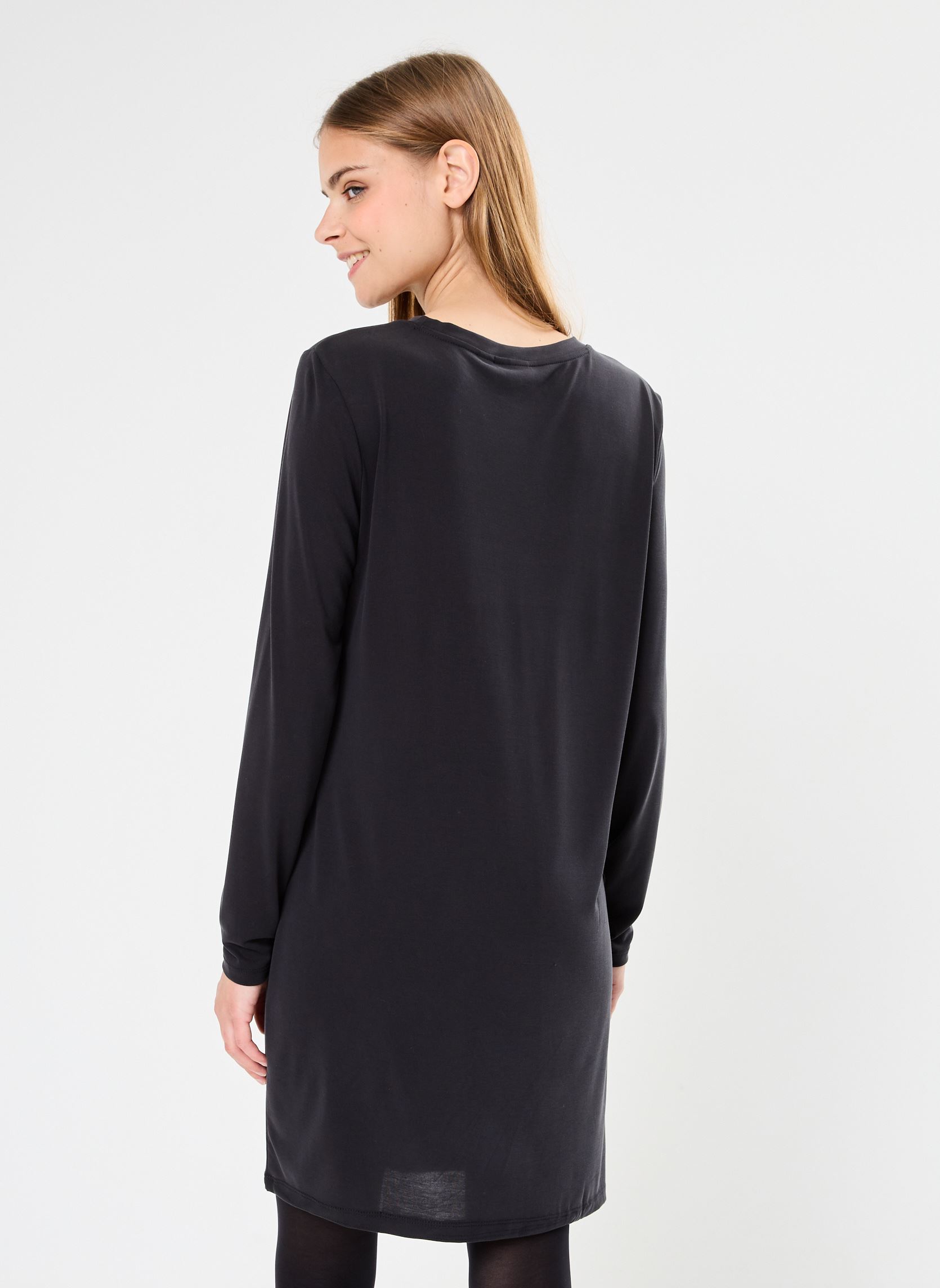 Kleider Pcanora Ls Knot Dress Bc damen schwarz Pieces Kleider Pcanora Ls Knot Dress Bc damen schwarz Black