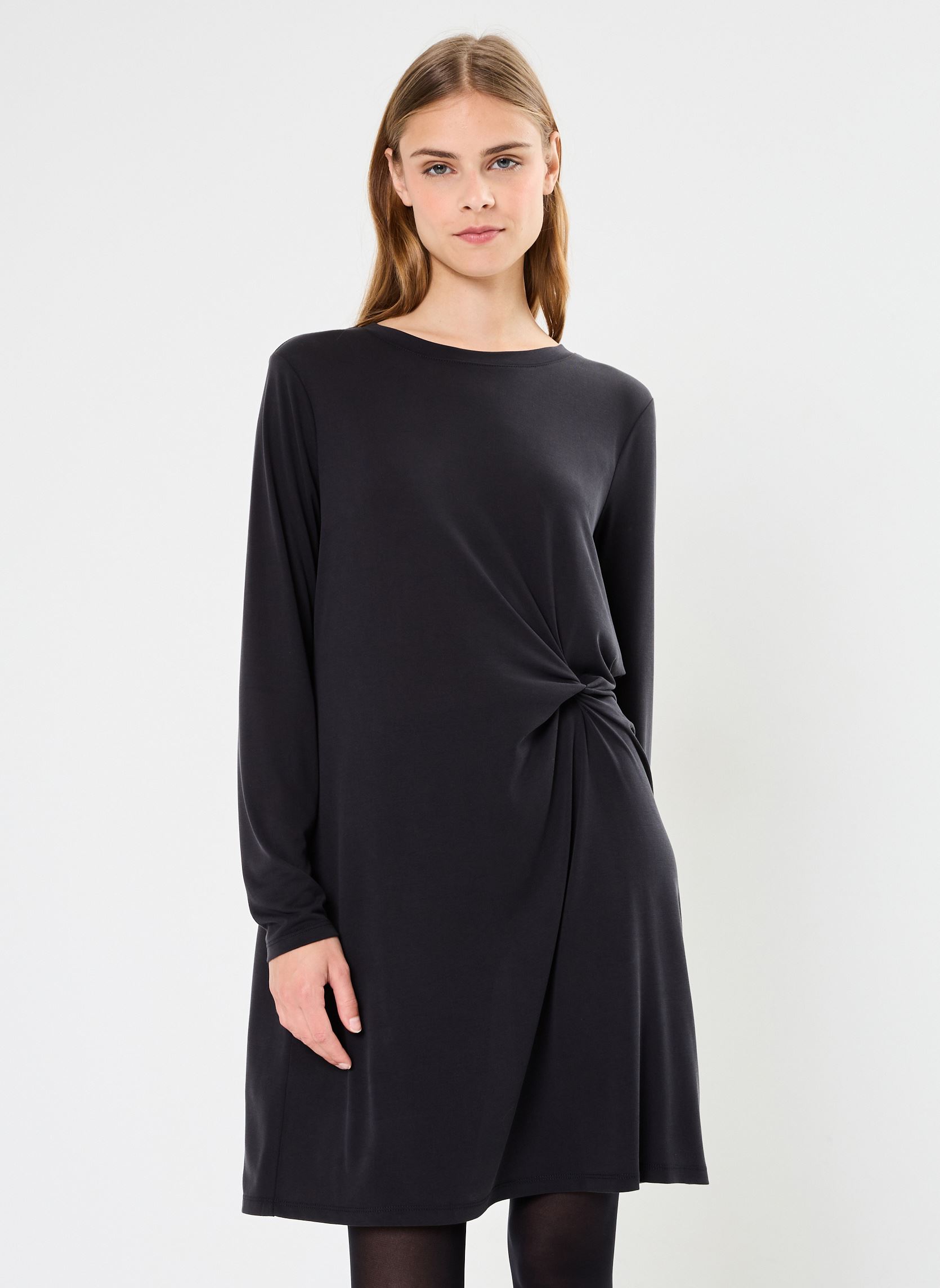 Kleider Pcanora Ls Knot Dress Bc damen schwarz Pieces Kleider Pcanora Ls Knot Dress Bc damen schwarz Black