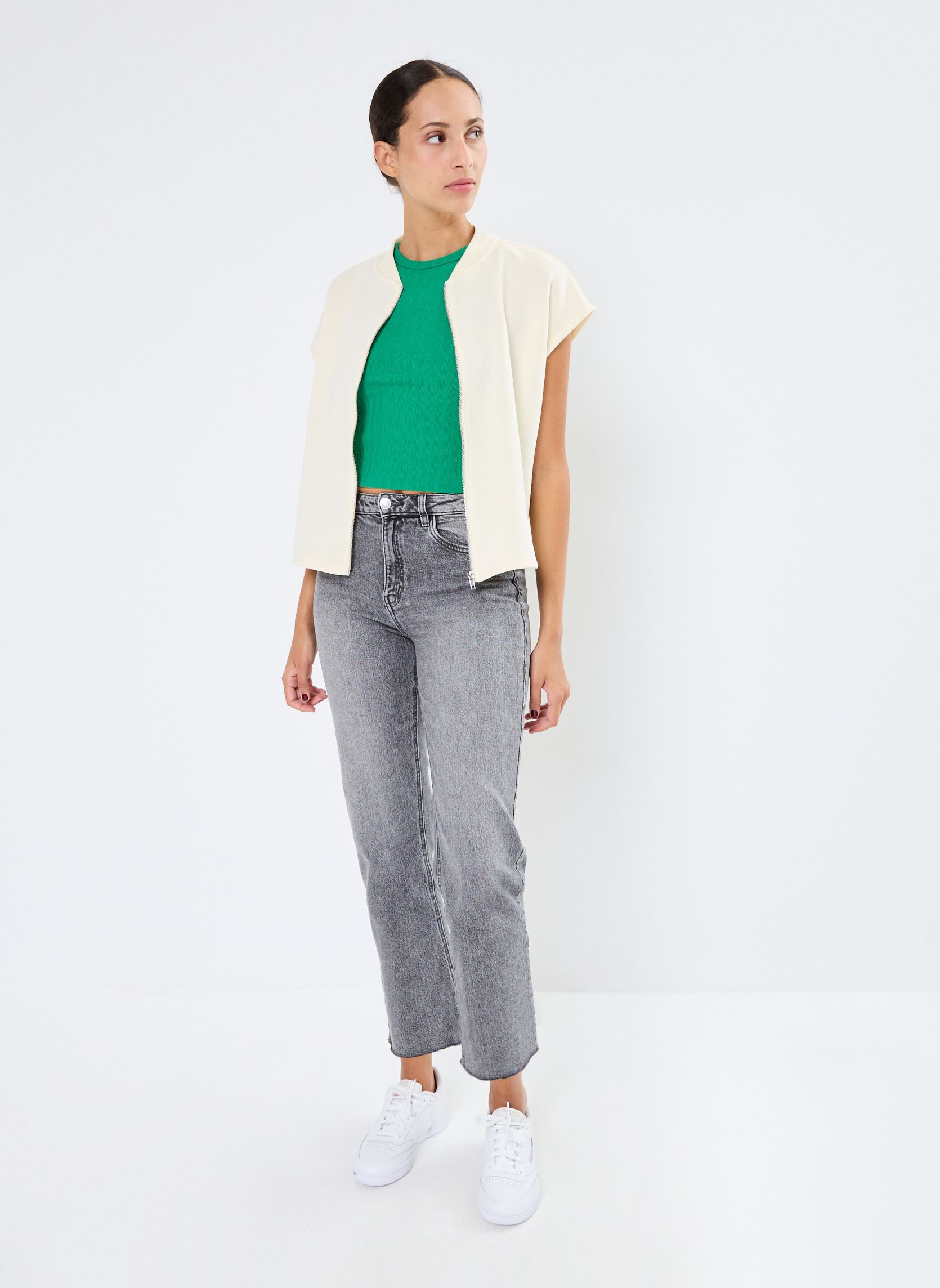 Sweats zippés Pcchilli Sl Zip Sweat Vest Noos Cp Bc femme blanc Pieces Sweats zippés Pcchilli Sl Zip Sweat Vest Noos Cp Bc femme blanc White pepper