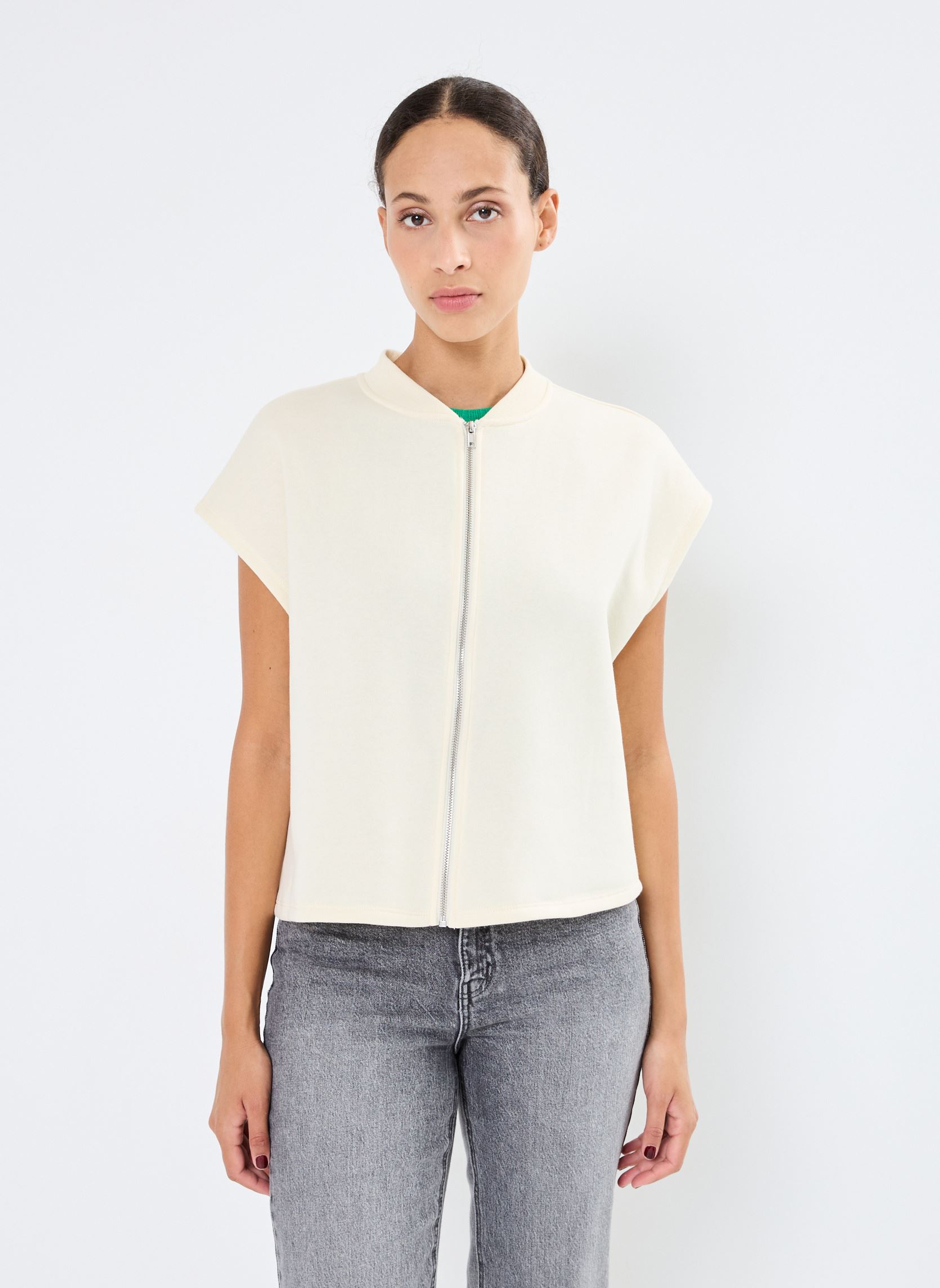 Sweats zippés Pcchilli Sl Zip Sweat Vest Noos Cp Bc femme blanc Pieces Sweats zippés Pcchilli Sl Zip Sweat Vest Noos Cp Bc femme blanc White pepper
