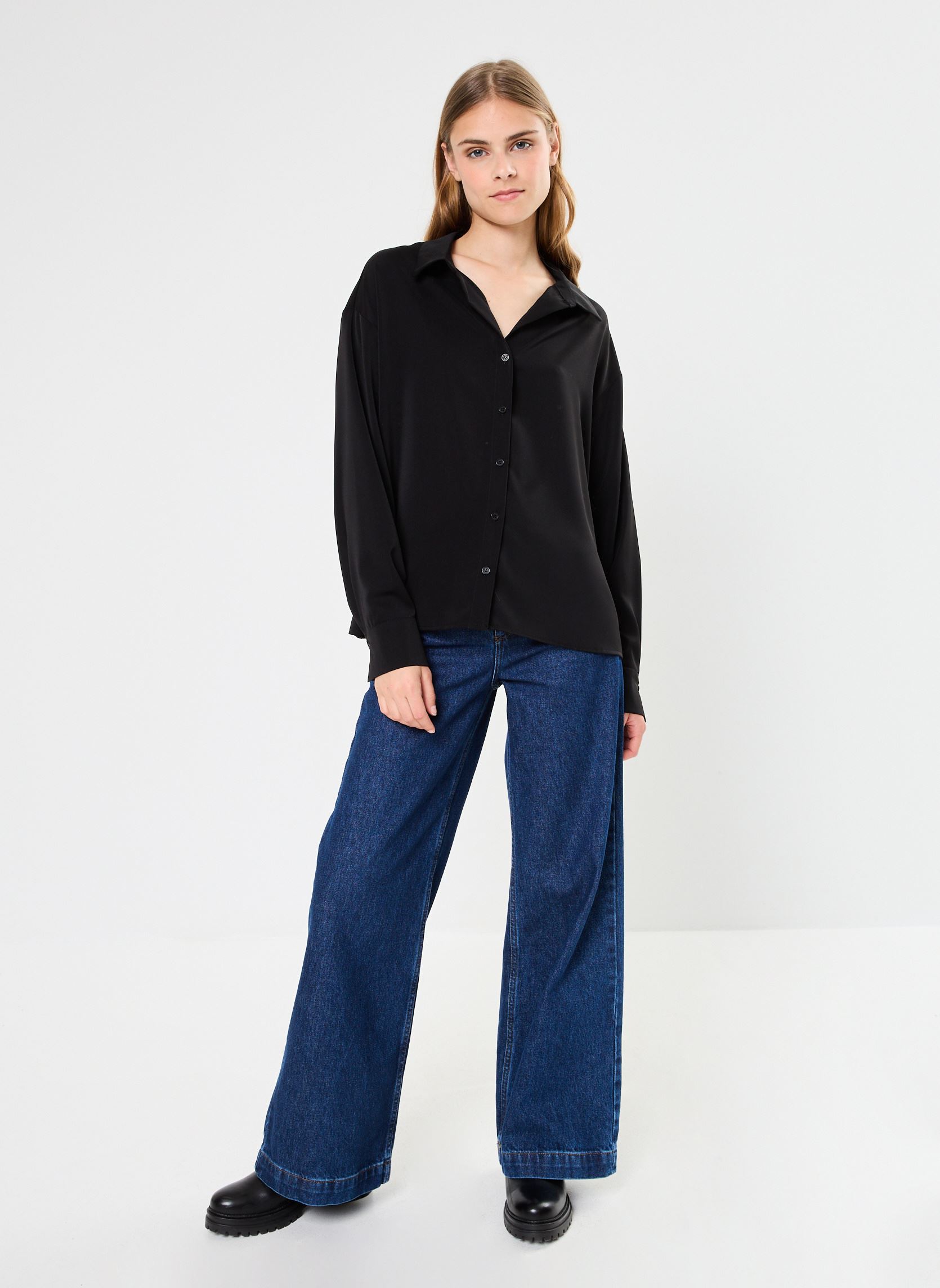 Langarm-Hemden Pcfranan Ls Shirt Noos Bc damen schwarz Pieces Langarm-Hemden Pcfranan Ls Shirt Noos Bc damen schwarz BLACK