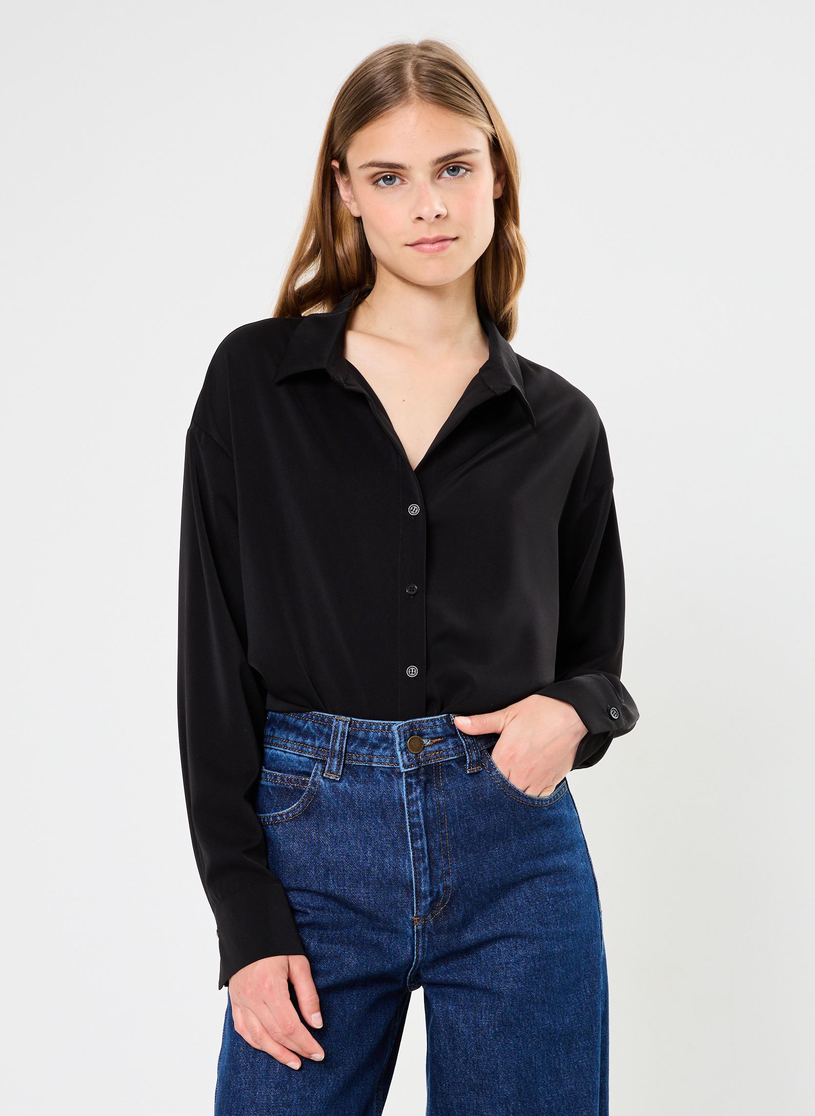 Langarm-Hemden Pcfranan Ls Shirt Noos Bc damen schwarz Pieces Langarm-Hemden Pcfranan Ls Shirt Noos Bc damen schwarz BLACK
