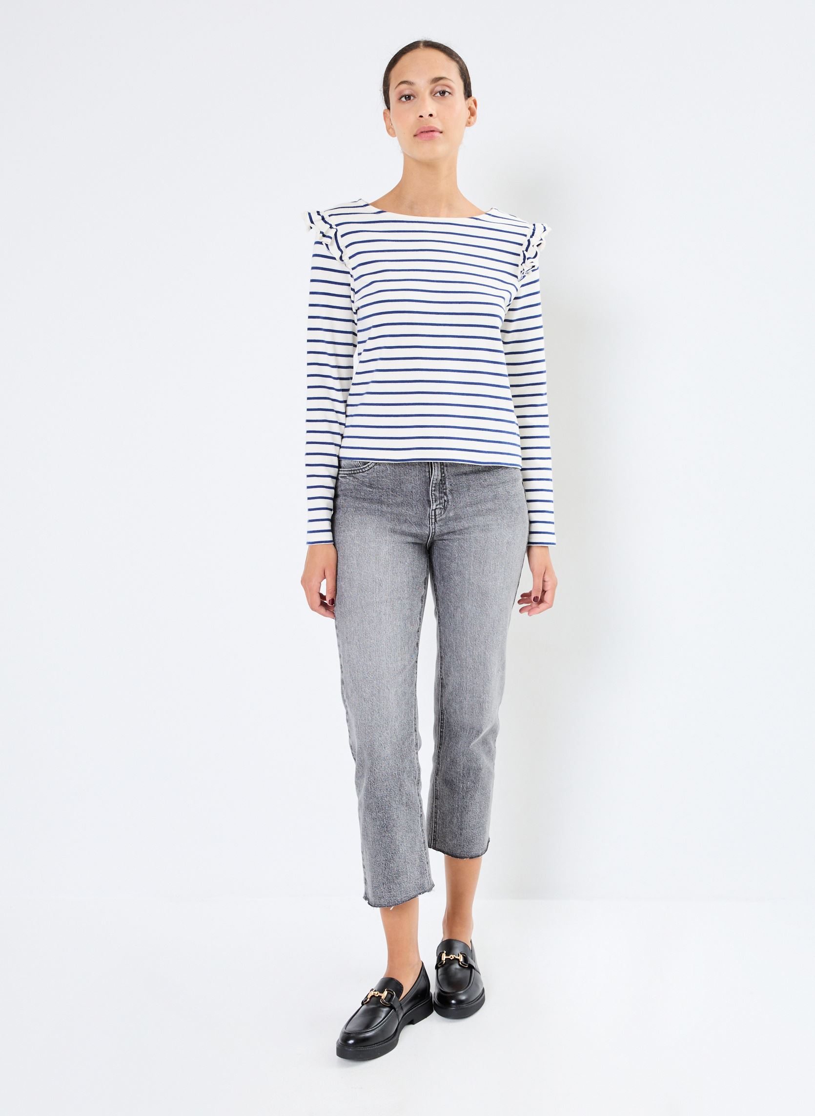 Tee-shirts manches longues Pcniana Ls O Neck Pa Bc femme blanc Pieces Tee-shirts manches longues Pcniana Ls O Neck Pa Bc femme blanc Egret