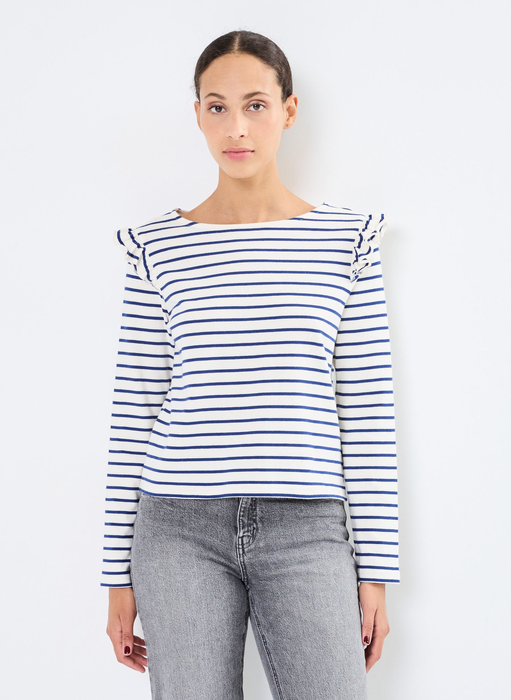 Tee-shirts manches longues Pcniana Ls O Neck Pa Bc femme blanc Pieces Tee-shirts manches longues Pcniana Ls O Neck Pa Bc femme blanc Egret
