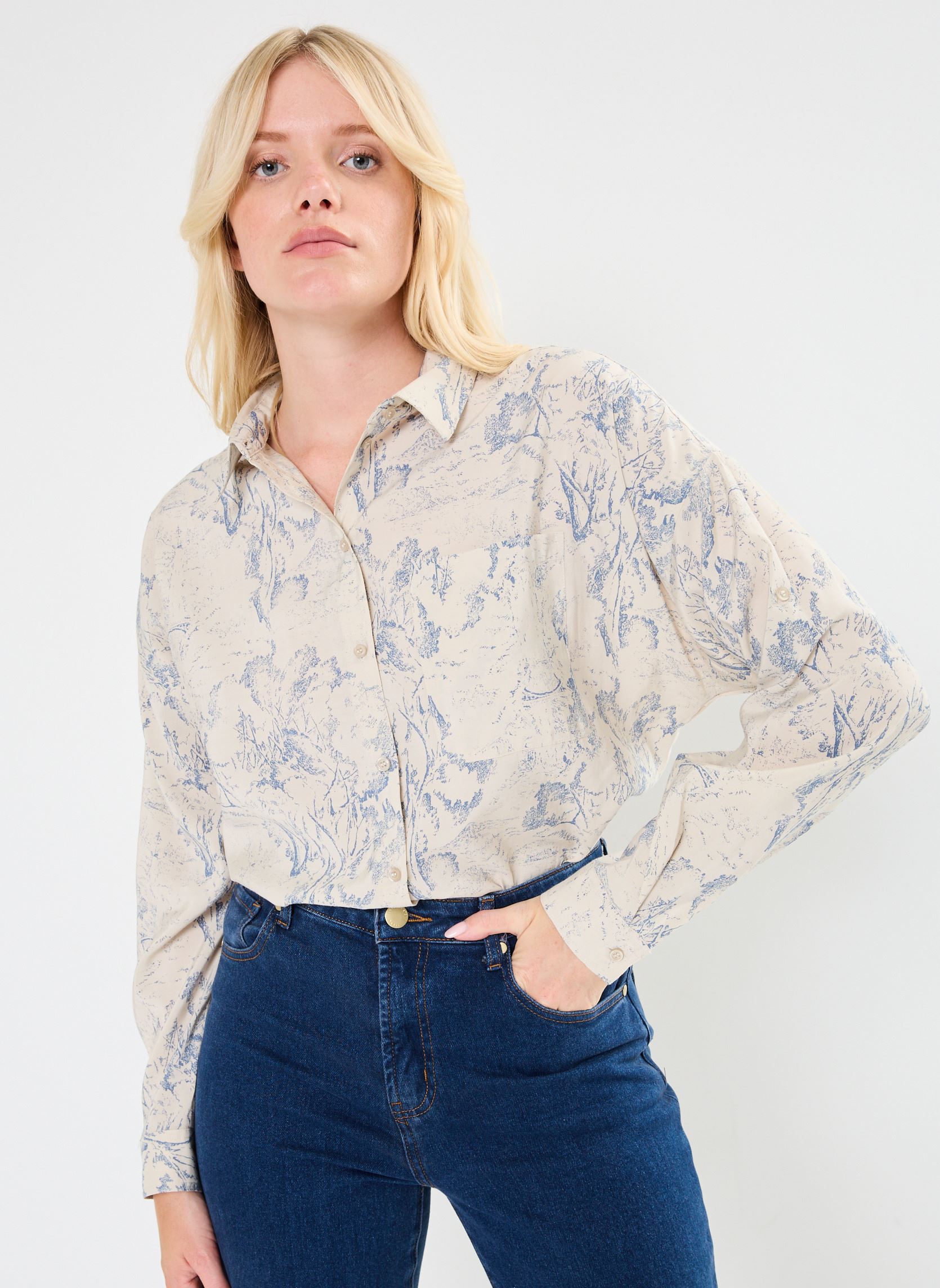 Langarm-Hemden Pcnier Ls Fold Up Shirt Bc damen weiß Pieces Langarm-Hemden Pcnier Ls Fold Up Shirt Bc damen weiß Peyote