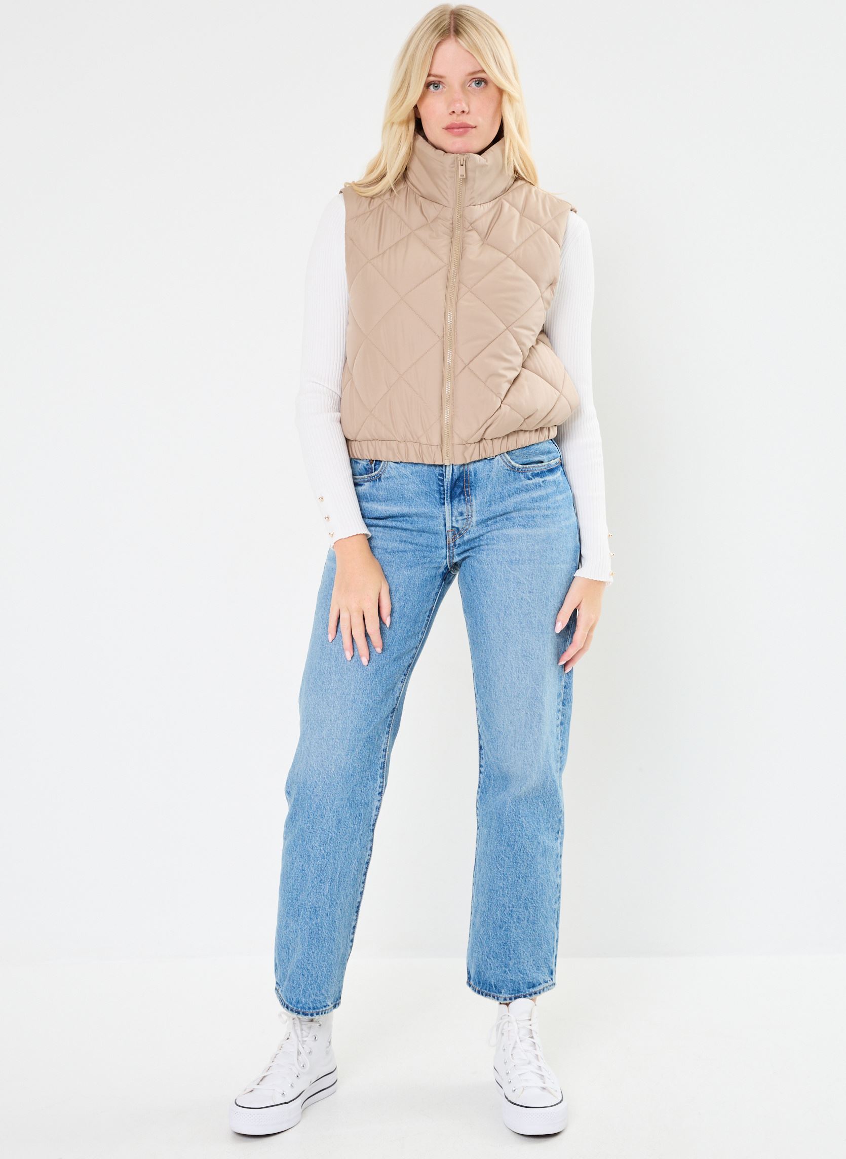 Vestes sans manches Pcnippa Quilted Short Vest Bc femme beige Pieces Vestes sans manches Pcnippa Quilted Short Vest Bc femme beige Silver Mink