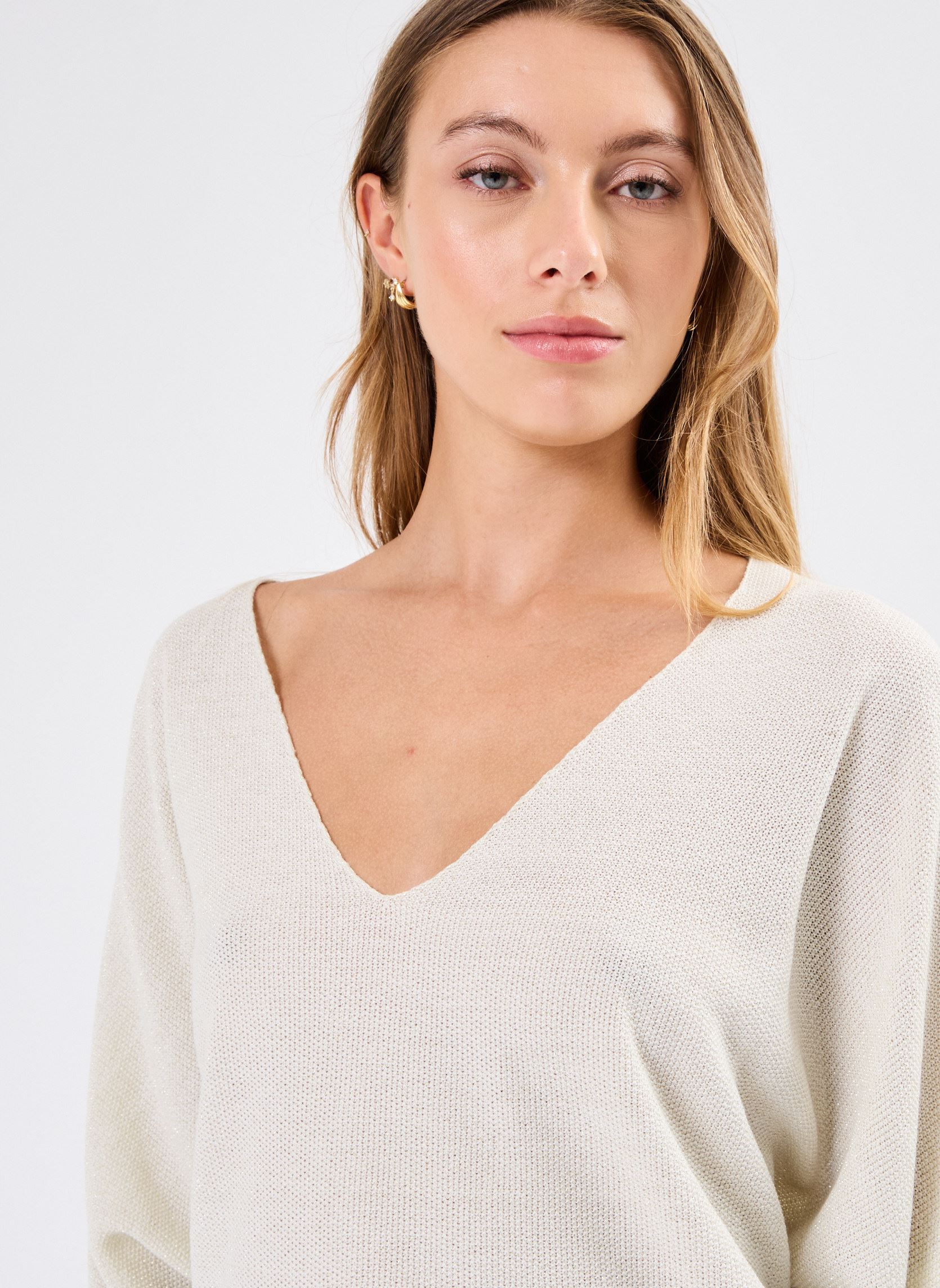 Pulls Pcnuria 3/4 Sleve Knit Top Fc femme blanc Pieces Pulls Pcnuria 3/4 Sleve Knit Top Fc femme blanc CLOUD DANCER