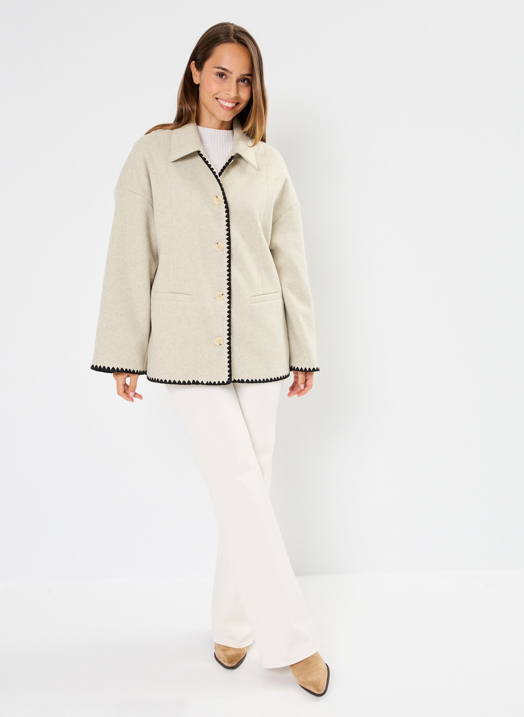 Jassen Pcalice Ls Jacket D2D dames beige Pieces Jassen Pcalice Ls Jacket D2D dames beige Silver Gray