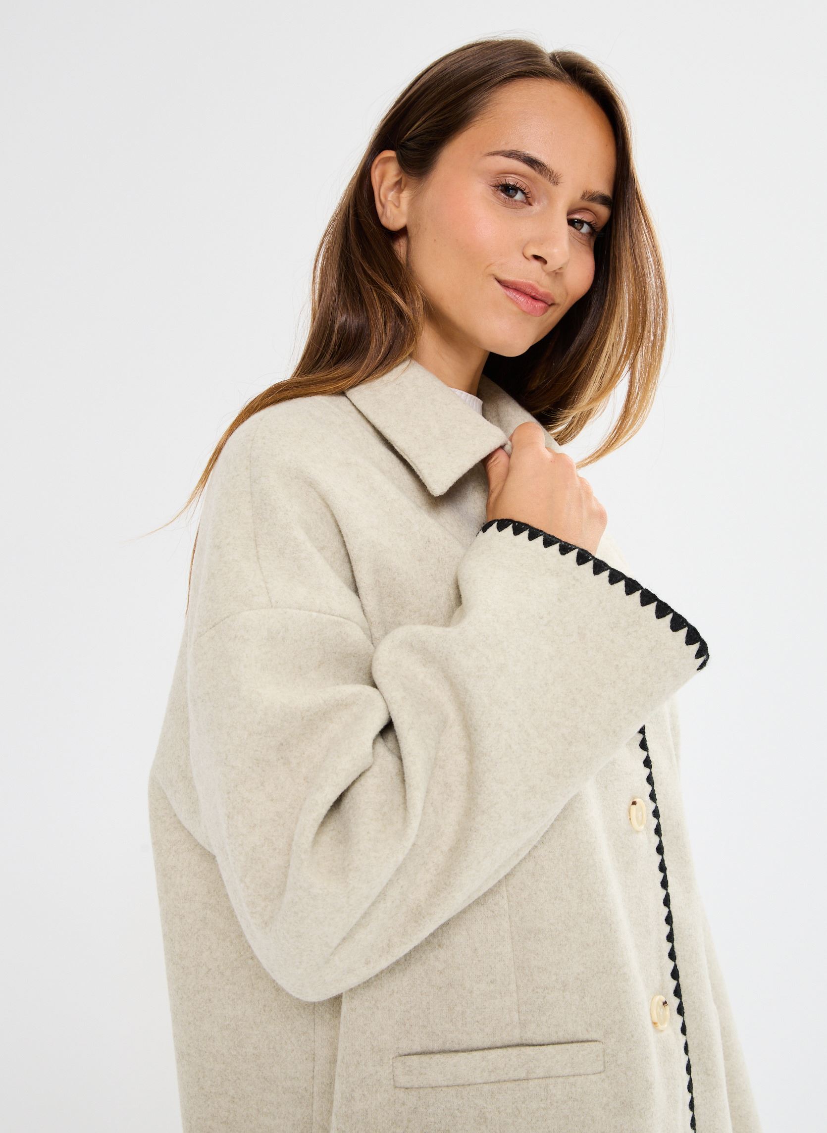 Jassen Pcalice Ls Jacket D2D dames beige Pieces Jassen Pcalice Ls Jacket D2D dames beige Silver Gray