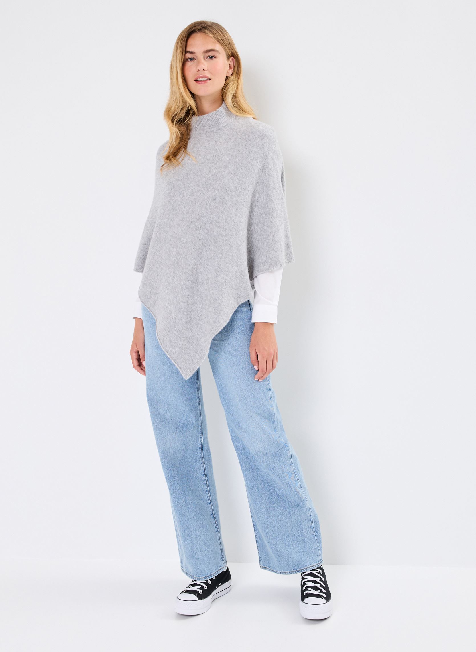 Ponchos et capes Pcfortuna High Neck Poncho Noos Bc femme gris Pieces Ponchos et capes Pcfortuna High Neck Poncho Noos Bc femme gris Medium Grey Melange