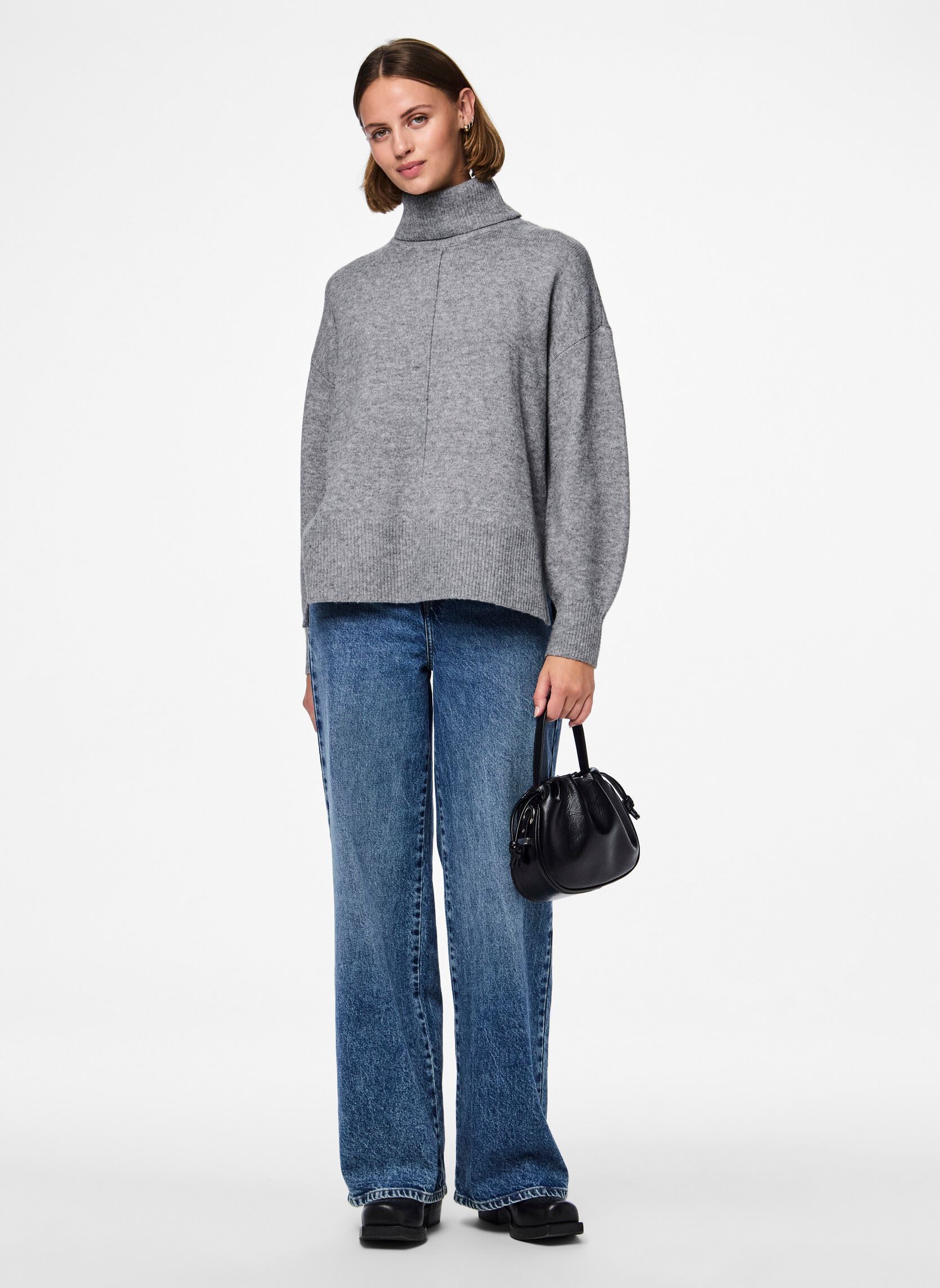 Truien Pcmalou Ls Rollneck Knit Noos Bc dames grijs Pieces Truien Pcmalou Ls Rollneck Knit Noos Bc dames grijs Medium Grey Melange
