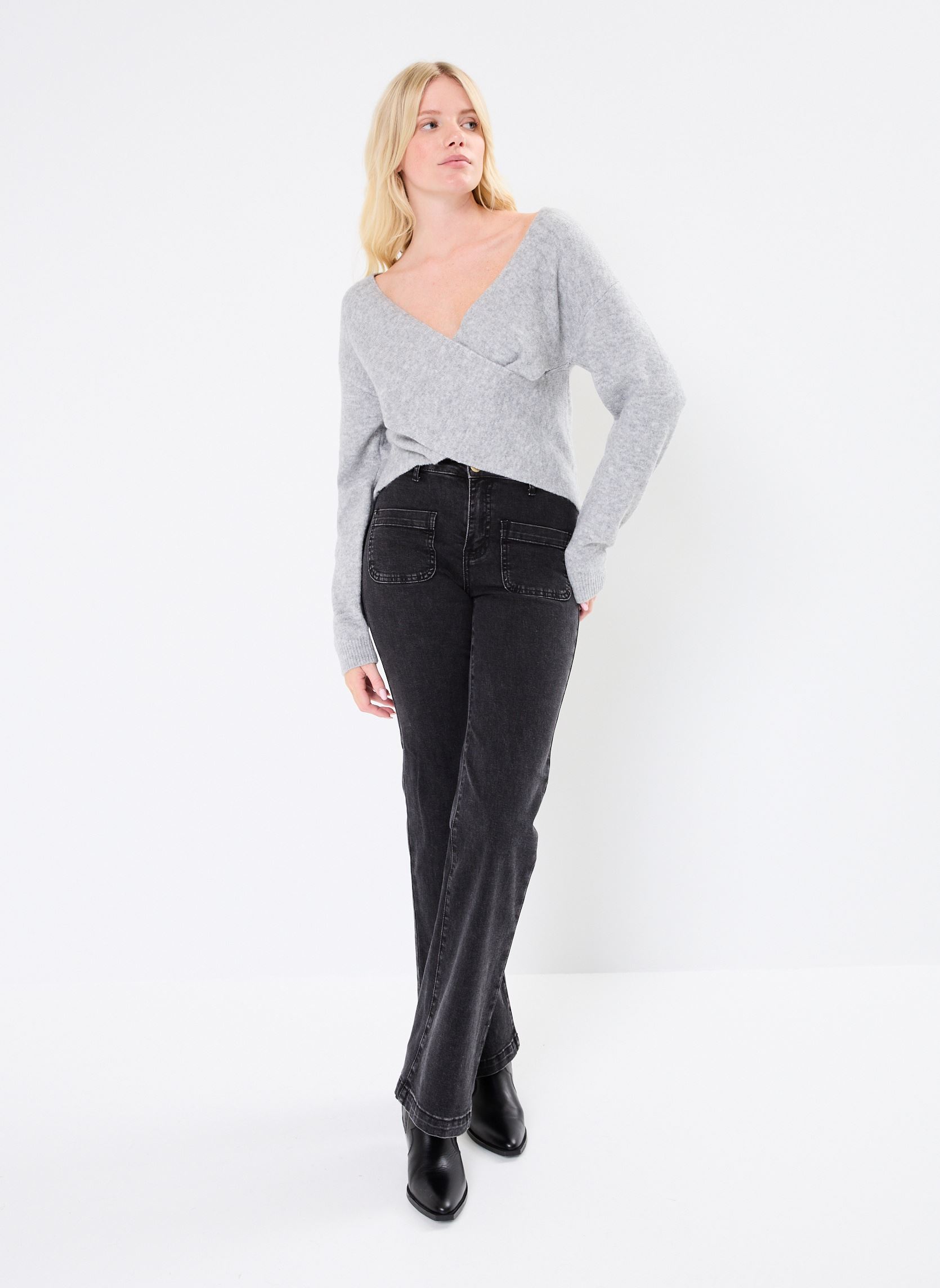 Pullover Pcnanu Ls Rev Drape Knit Bc damen grau Pieces Pullover Pcnanu Ls Rev Drape Knit Bc damen grau MEDIUM GREY MELANGE