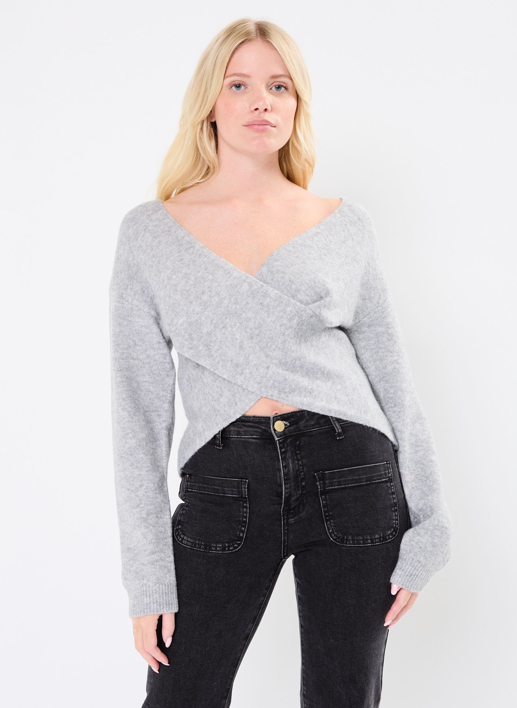 Pullover Pcnanu Ls Rev Drape Knit Bc damen grau Pieces Pullover Pcnanu Ls Rev Drape Knit Bc damen grau MEDIUM GREY MELANGE