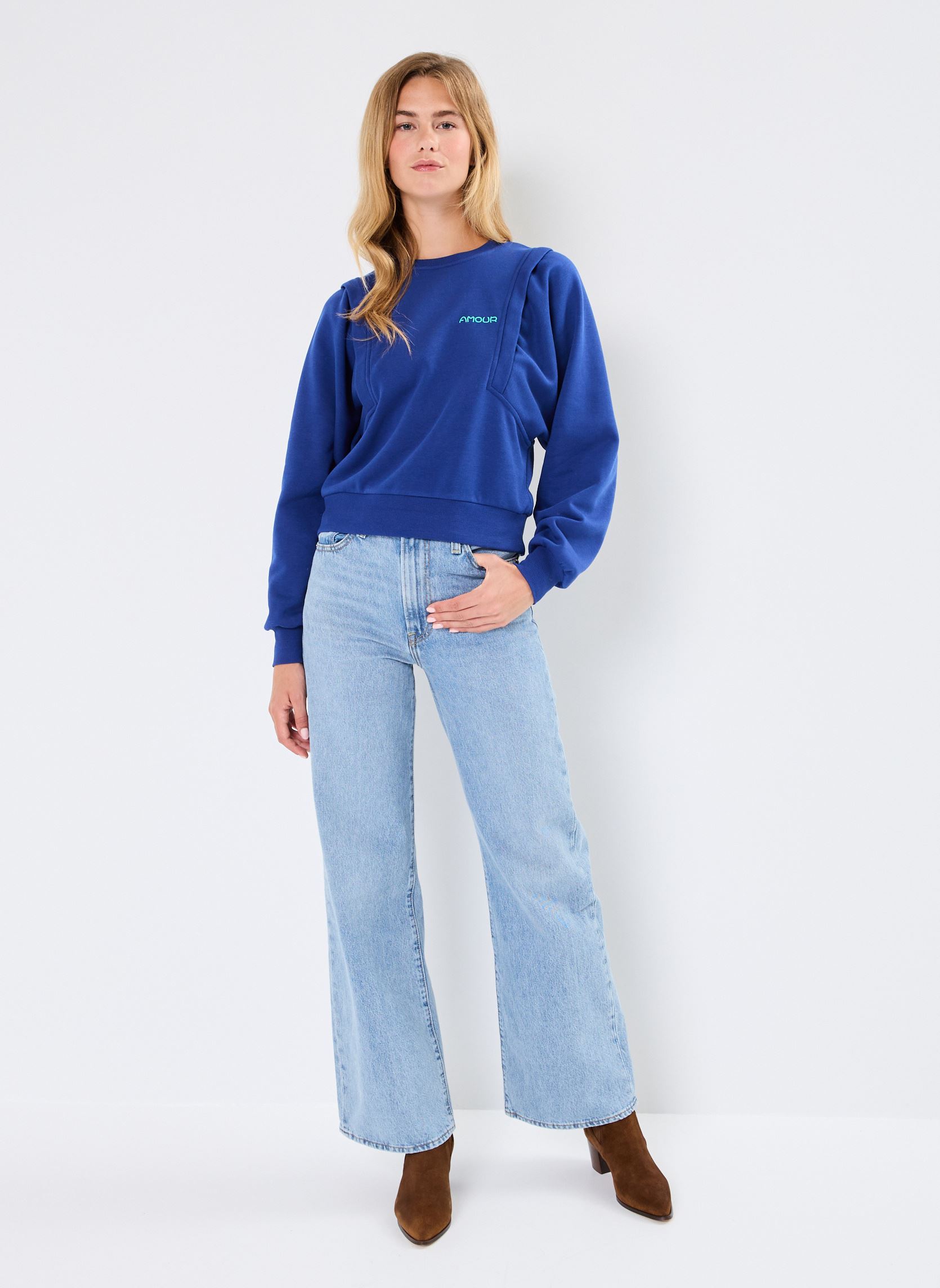 Sweater Pcnasminan Ls Sweat Fc Bc dames blauw Pieces Sweater Pcnasminan Ls Sweat Fc Bc dames blauw BELLWETHER BLUE
