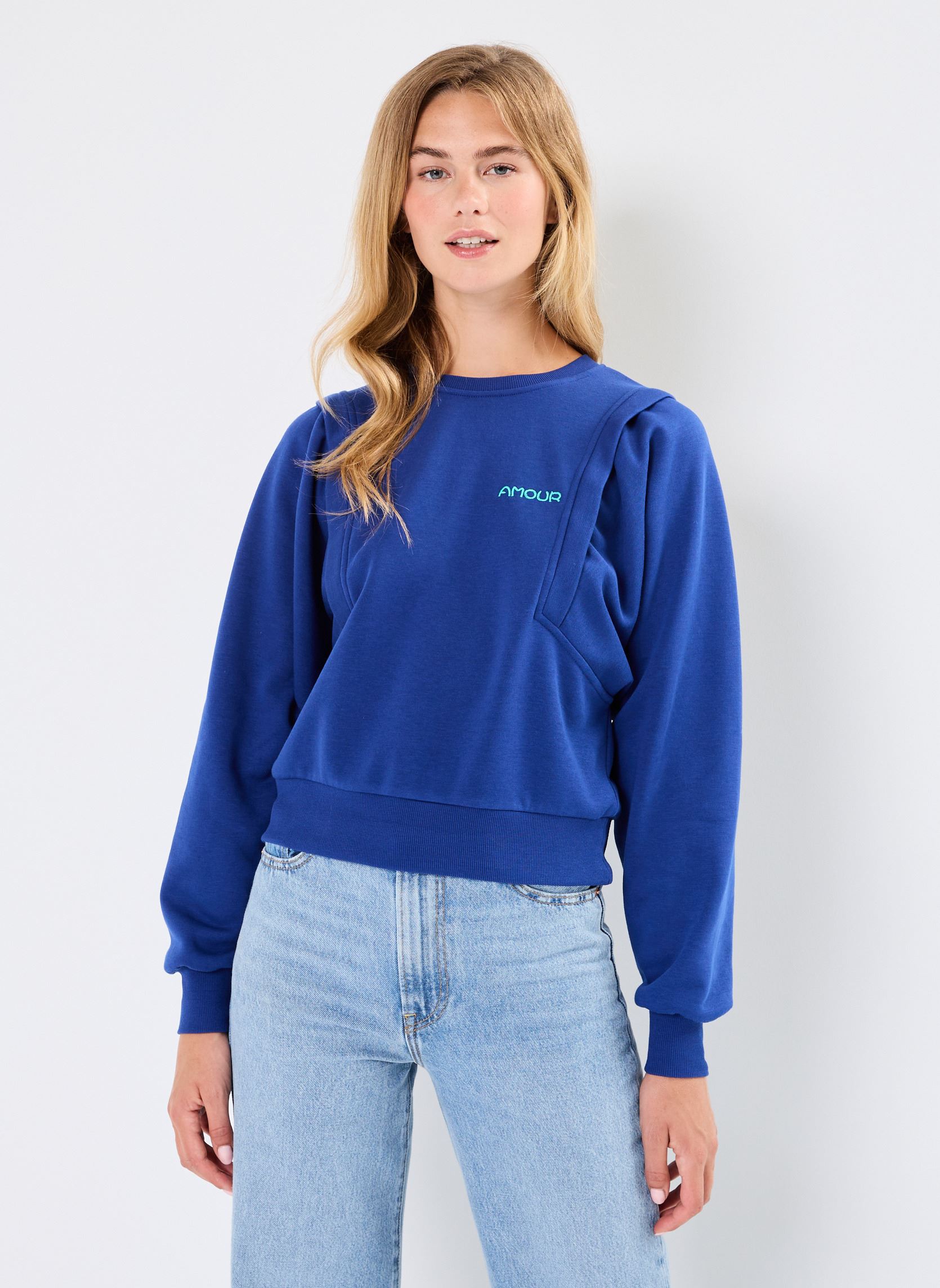 Sweater Pcnasminan Ls Sweat Fc Bc dames blauw Pieces Sweater Pcnasminan Ls Sweat Fc Bc dames blauw BELLWETHER BLUE