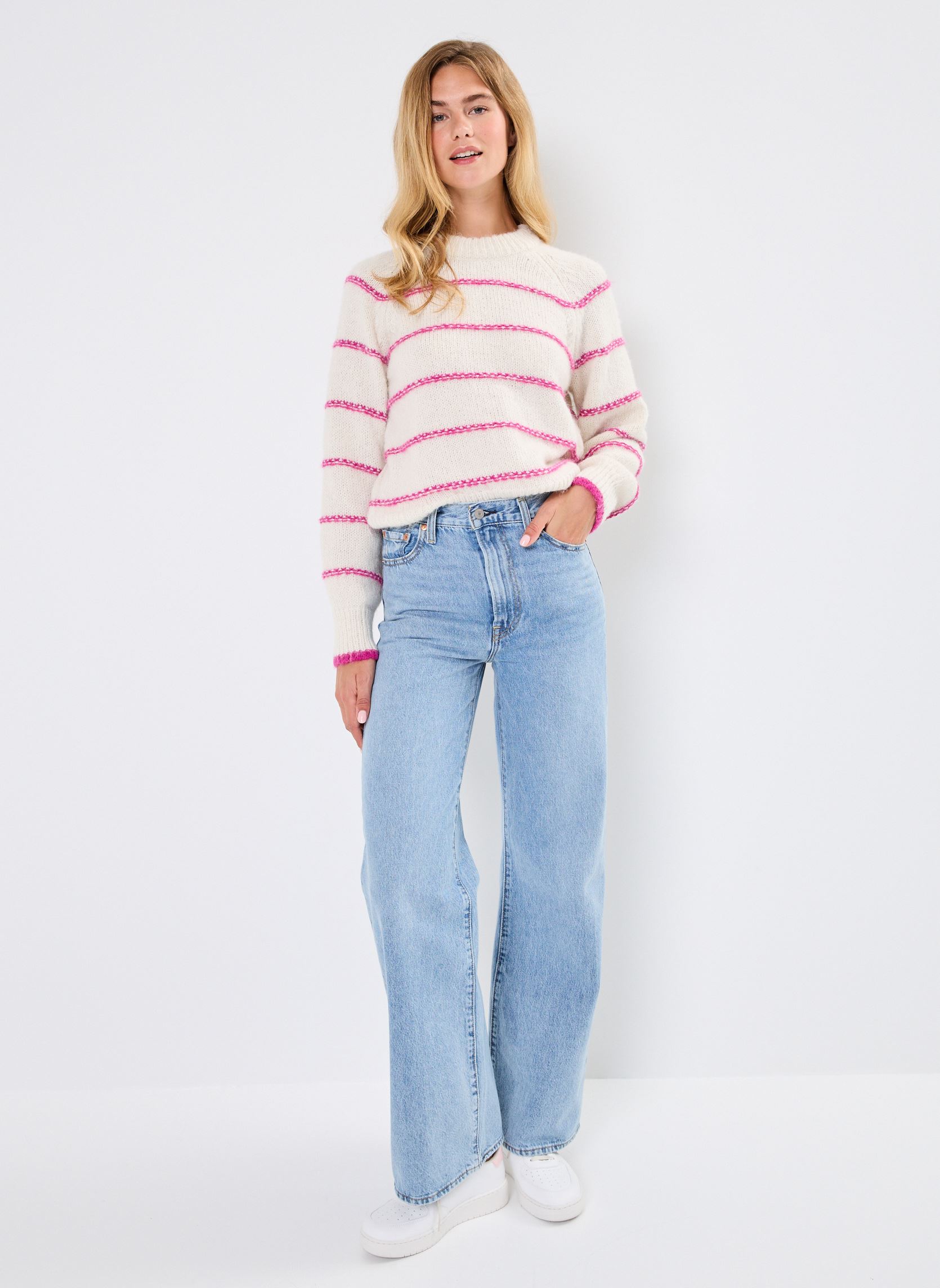 Pulls Pcnelia Ls O-Neck Knit Bc femme beige Pieces Pulls Pcnelia Ls O-Neck Knit Bc femme beige Birch