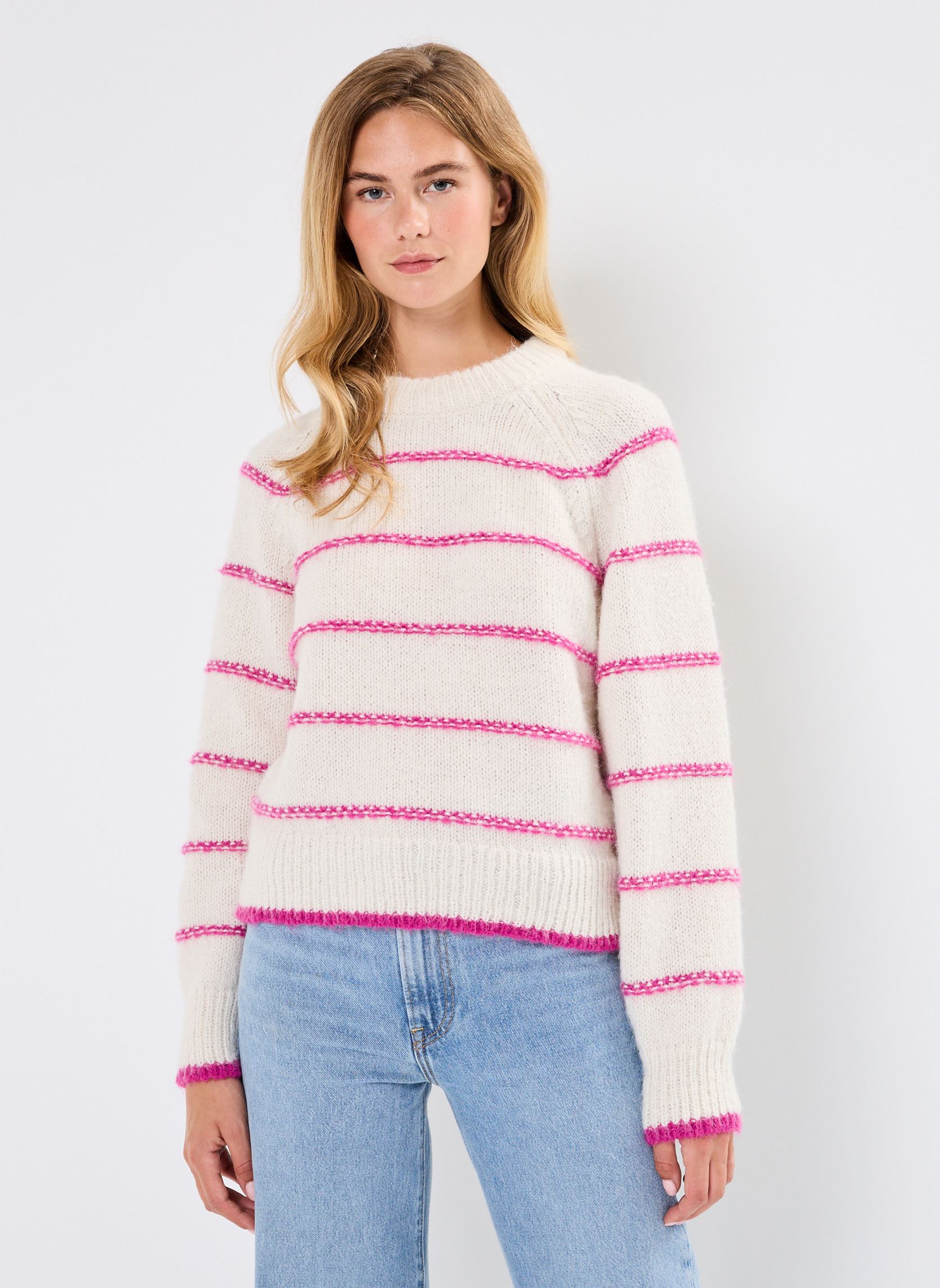 Pulls Pcnelia Ls O-Neck Knit Bc femme beige Pieces Pulls Pcnelia Ls O-Neck Knit Bc femme beige Birch