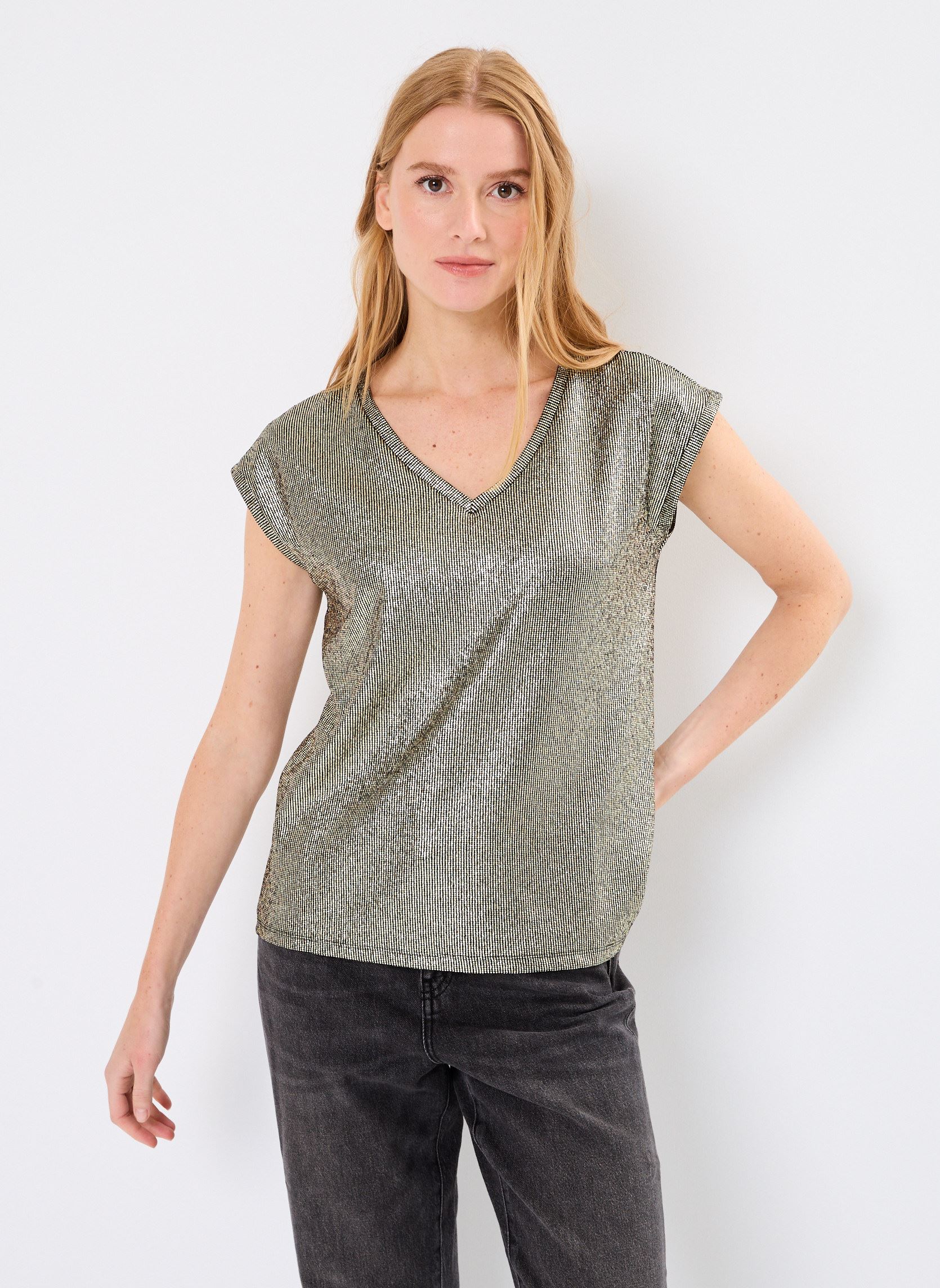 T-shirt a maniche corte Pcnilana Ss Tee Fc donna oro e bronzo Pieces T-shirt a maniche corte Pcnilana Ss Tee Fc donna oro e bronzo GOLD COLOUR