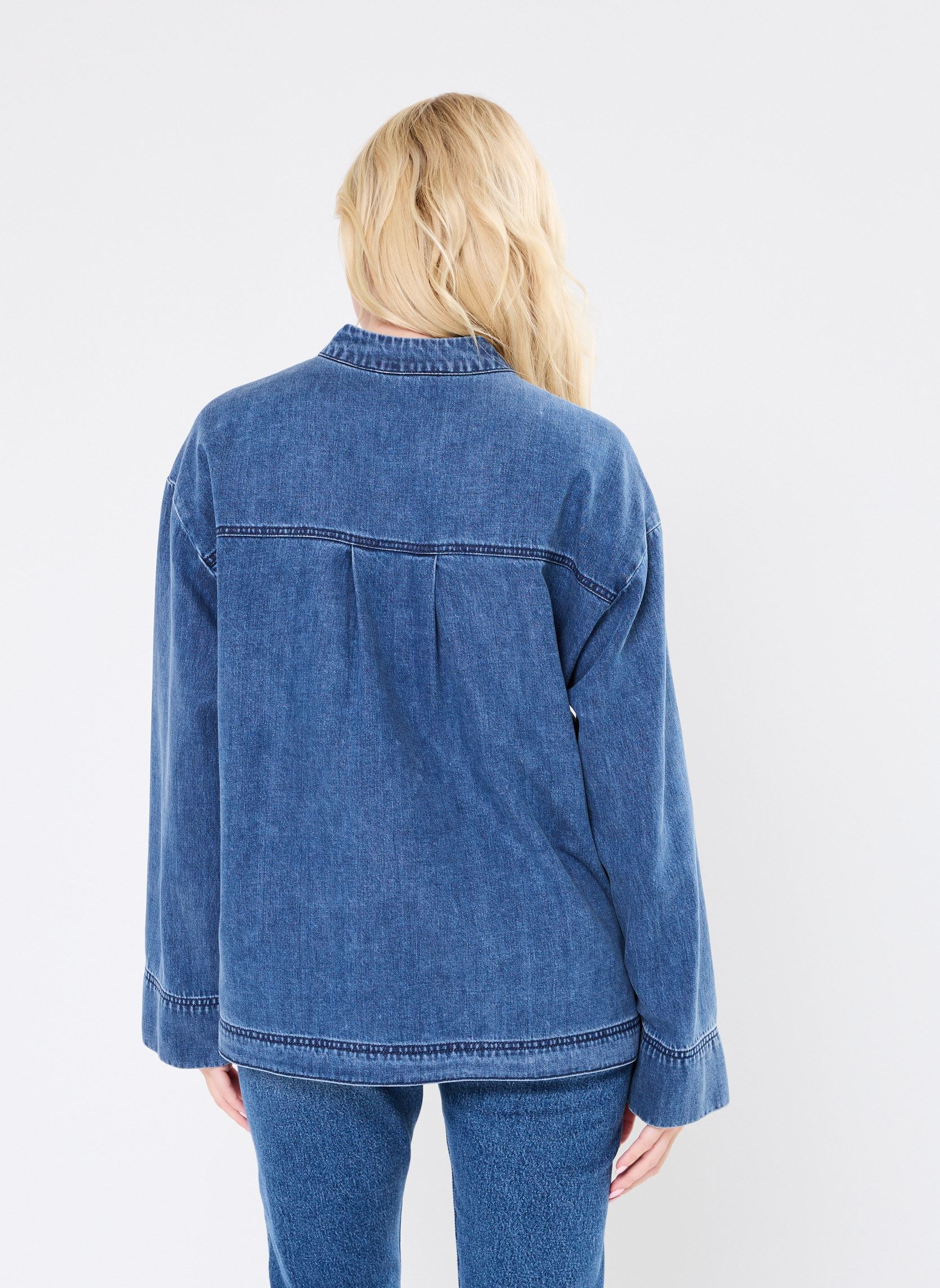 Langarm-Hemden Pcnira Ls Loose Shirt damen blau Pieces Langarm-Hemden Pcnira Ls Loose Shirt damen blau Medium Blue Denim