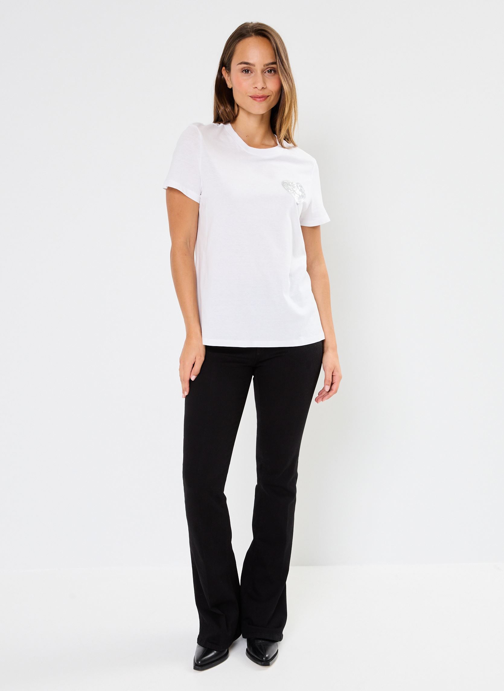 T-shirt a maniche corte Pcrhiannon Ss Printed T-Shirt Bc donna bianco Pieces T-shirt a maniche corte Pcrhiannon Ss Printed T-Shirt Bc donna bianco Bright White Silver