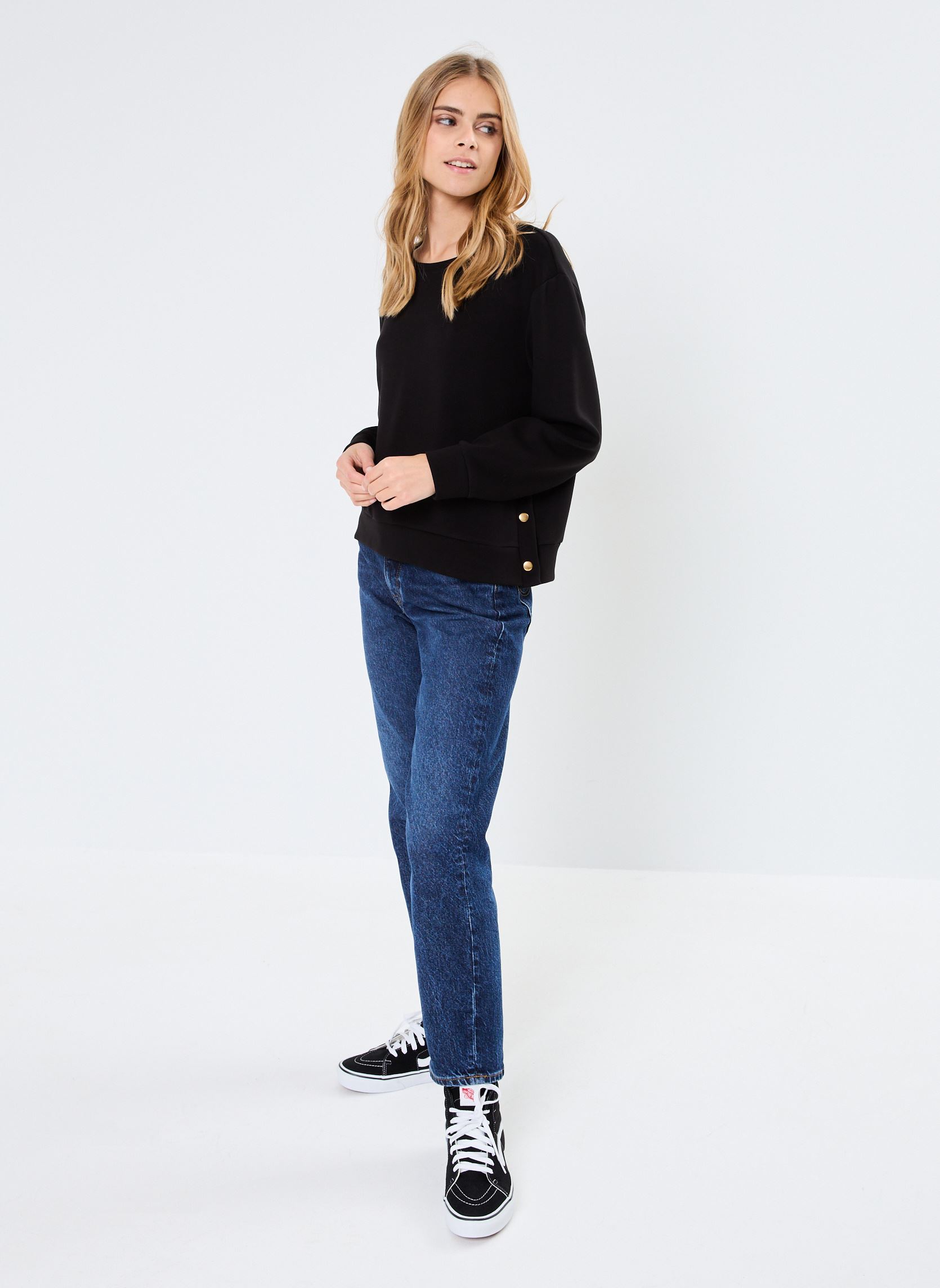 Sweatshirts Pcakunami Pullover Fc femme noir Pieces Sweatshirts Pcakunami Pullover Fc femme noir Black