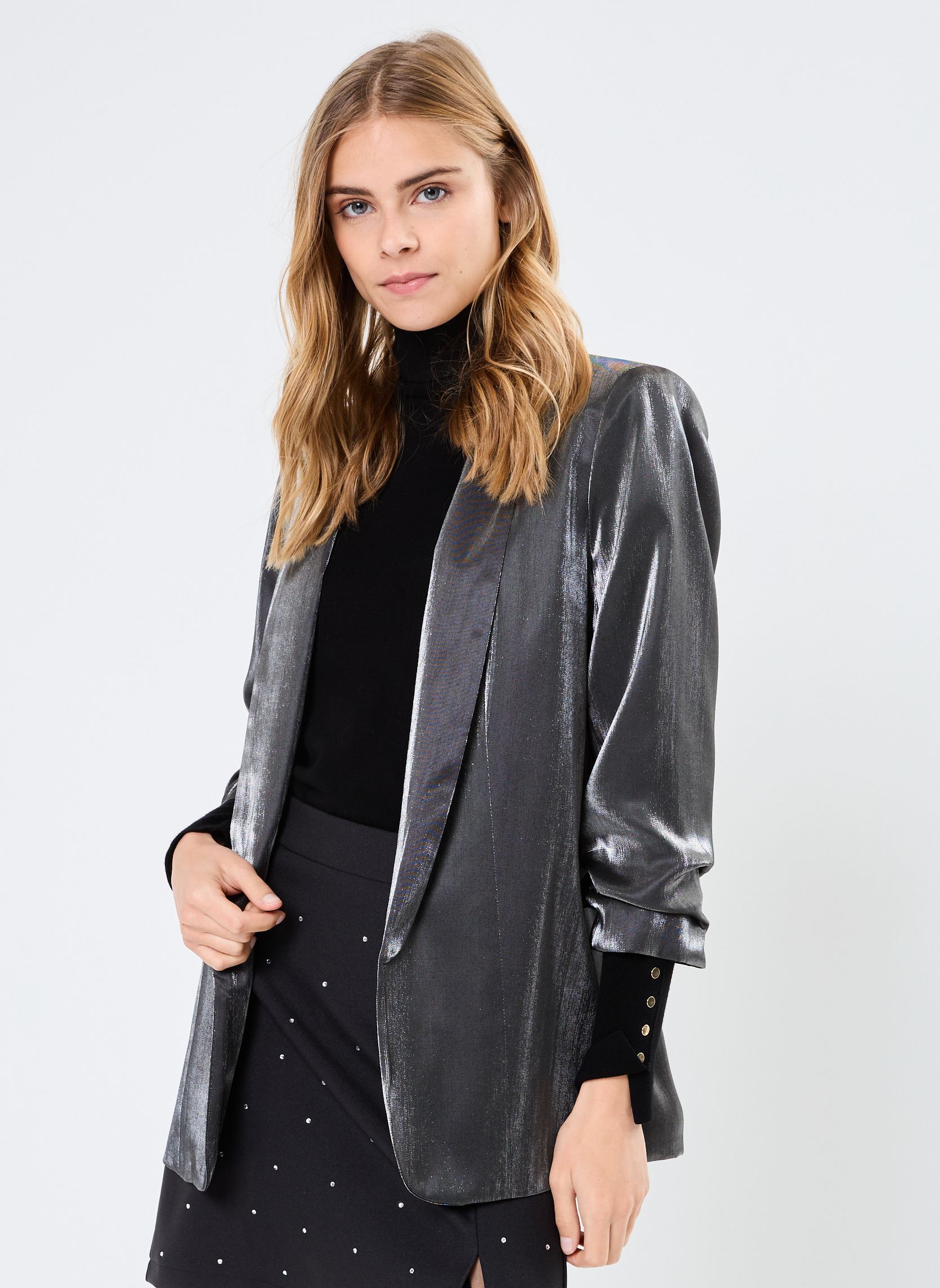 Vestes de blazer Pcbosella 3/4 Shiny Blazer Noos Bc femme noir Pieces Vestes de blazer Pcbosella 3/4 Shiny Blazer Noos Bc femme noir BLACK