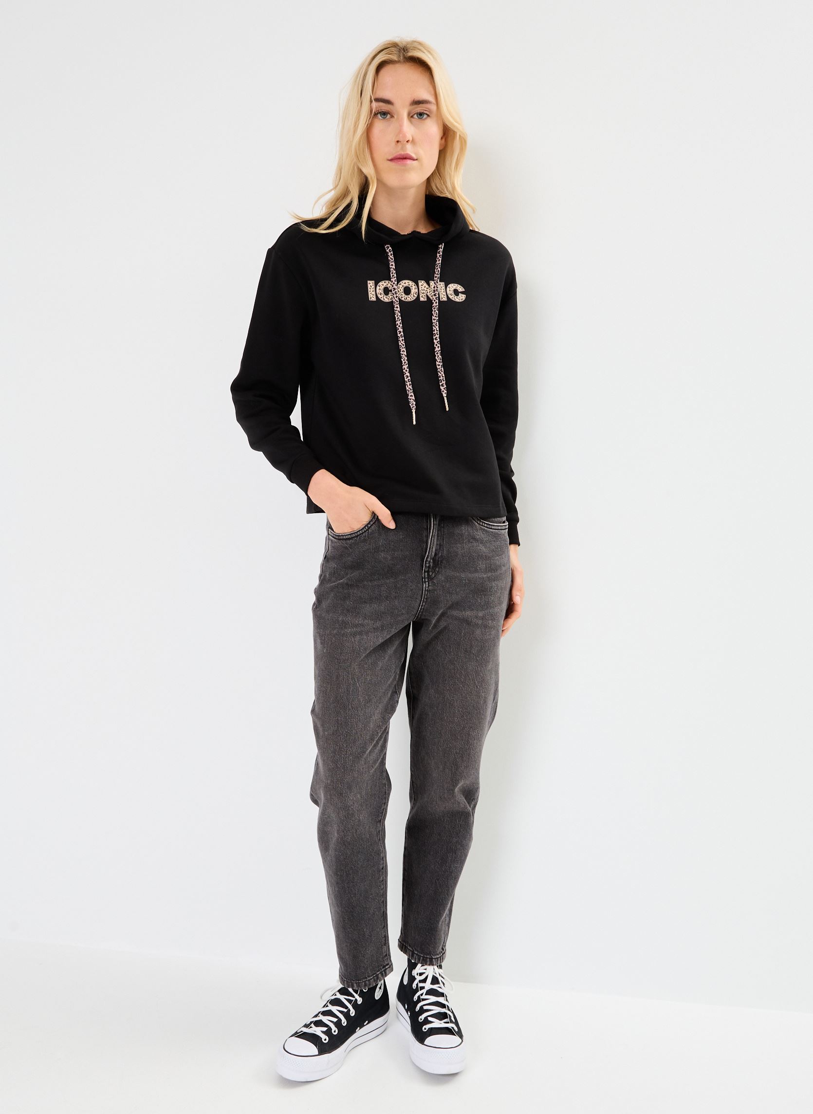 Kapuzenpullover Pcchilli Ls Iconic Hoodie Bc damen schwarz Pieces Kapuzenpullover Pcchilli Ls Iconic Hoodie Bc damen schwarz Black