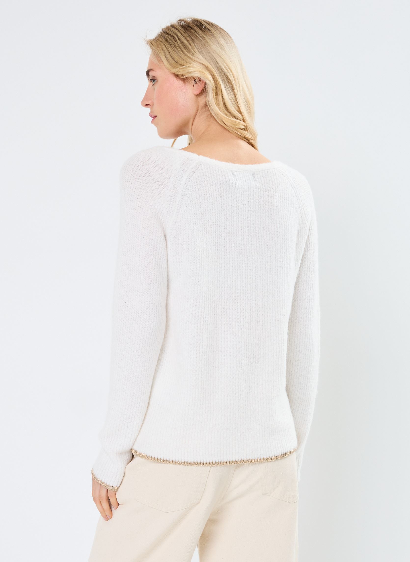 Pulls Pcellen Ls V-Neck Knit Fc Bc femme blanc Pieces Pulls Pcellen Ls V-Neck Knit Fc Bc femme blanc CLOUD DANCER