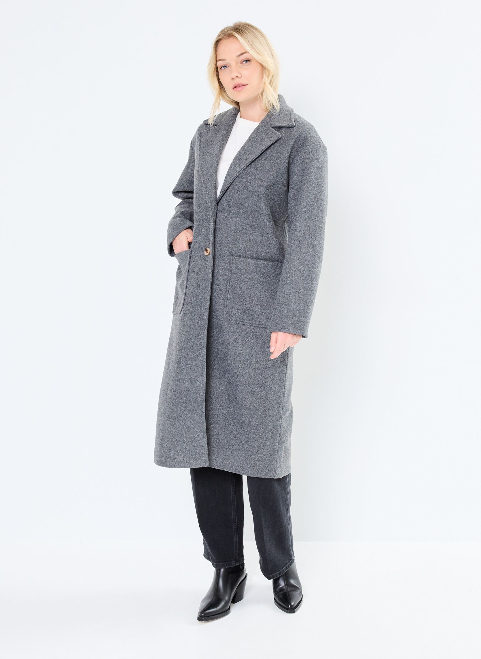 Mäntel Pcjili Long Coat Bc damen grau Pieces Mäntel Pcjili Long Coat Bc damen grau Dark Grey Melange