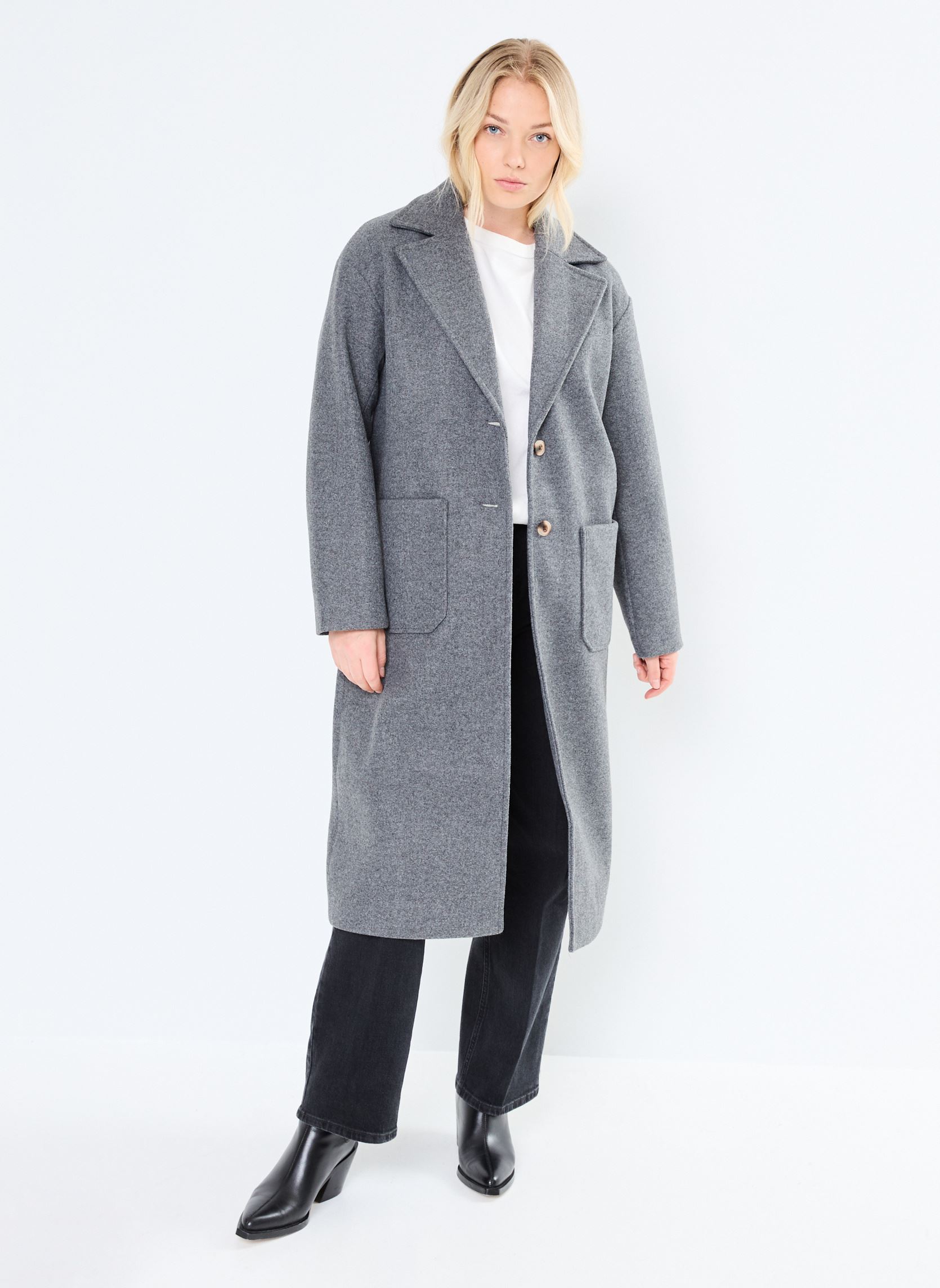 Mäntel Pcjili Long Coat Bc damen grau Pieces Mäntel Pcjili Long Coat Bc damen grau Dark Grey Melange